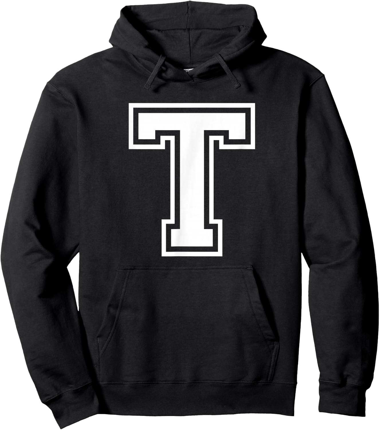 Letter T Name Initial Varsity Alphabet Monogram Hoodie - Hoodie | Black