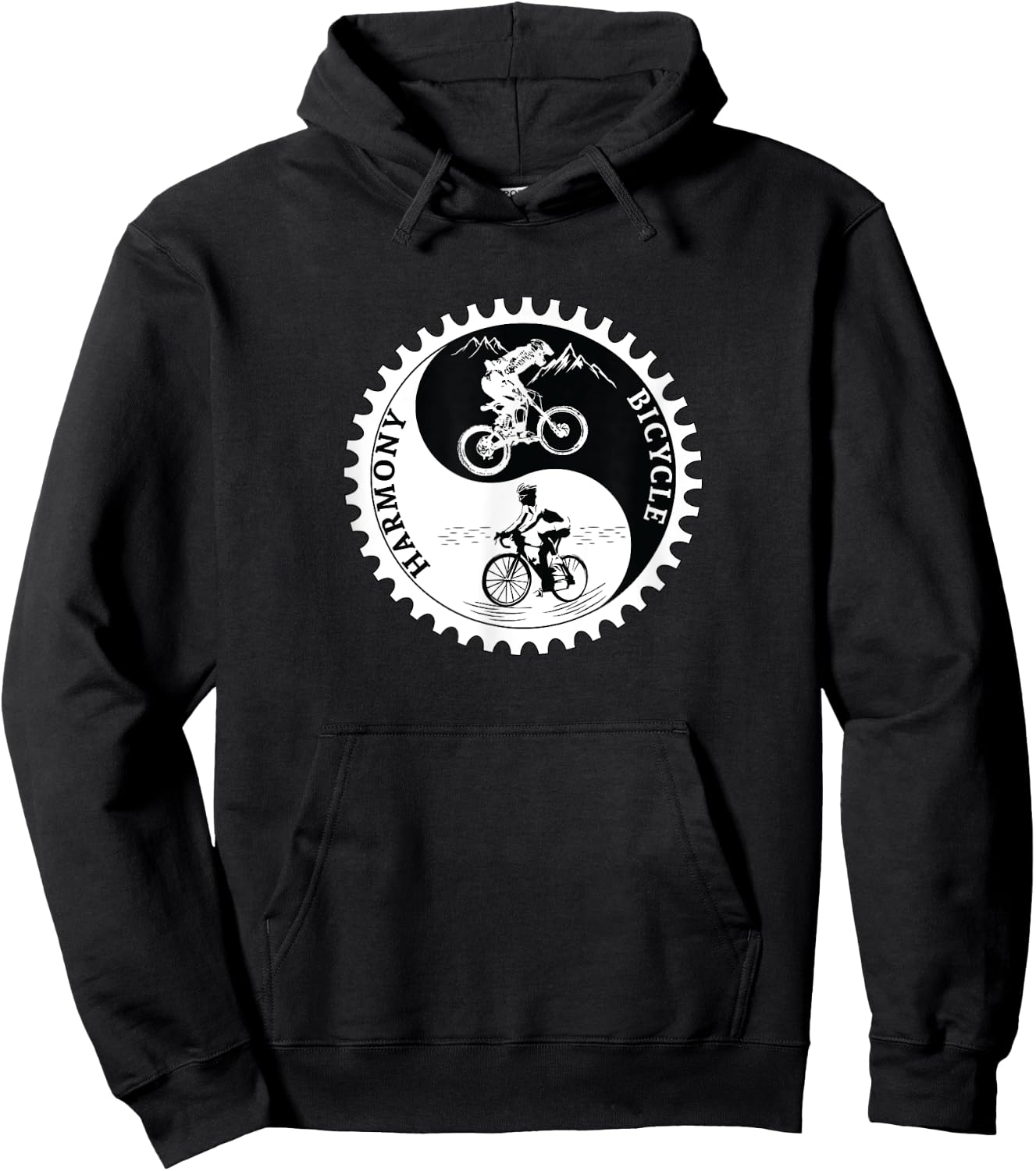 Bicycle Shirt Gift Yin Yang Road And Mountain Bike Month Hoodie - Hoodie | Black