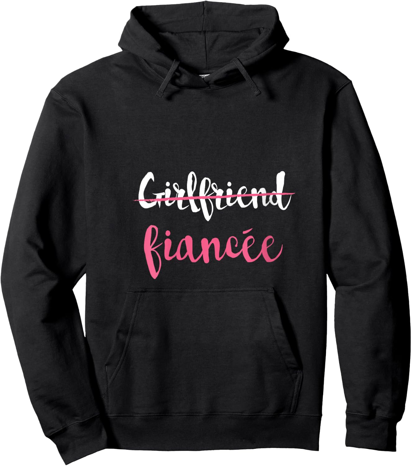 Couple Engagement Just Engaged Girlfriend Fiancee V-Neck Hoodie - Hoodie | Black
