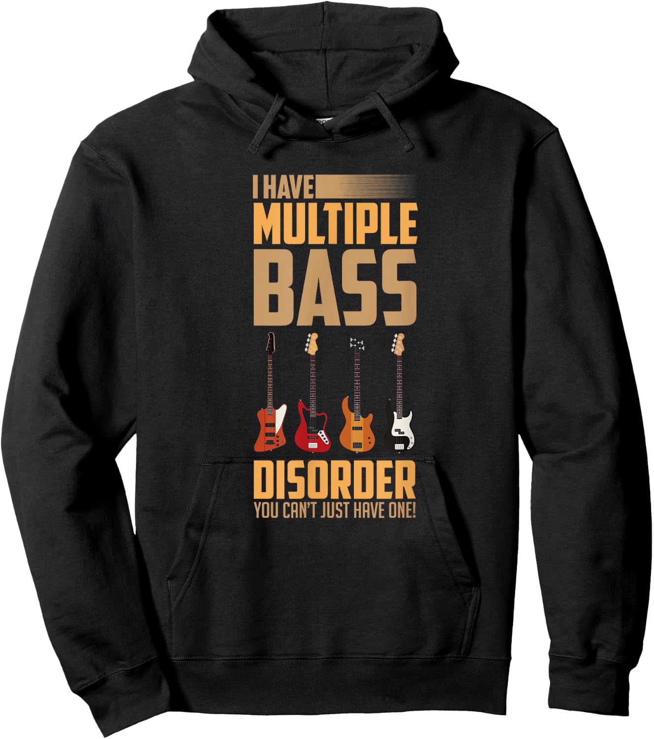 Multiple Bass Disorder Bass Guitar Shirt Hoodie - Hoodie | Black