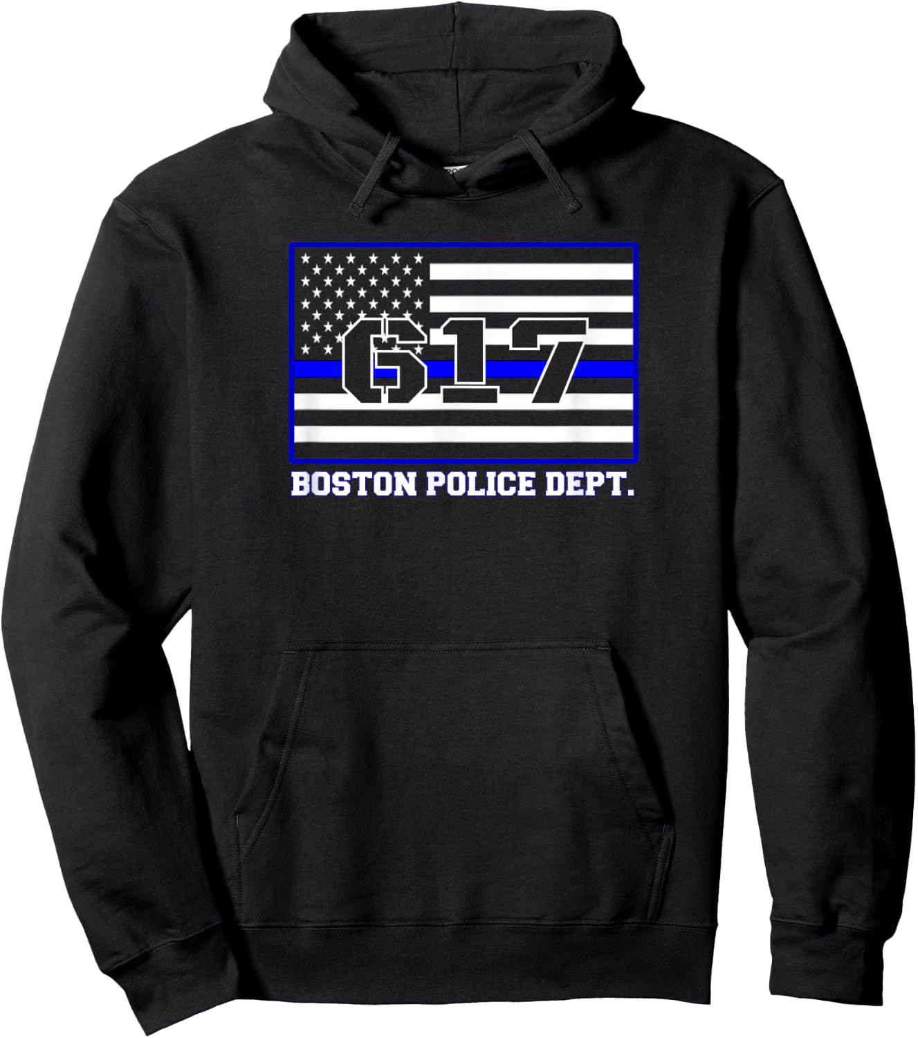 City Boston Massachusetts Police Officer USA Flag Code 617 Hoodie - Hoodie | Black