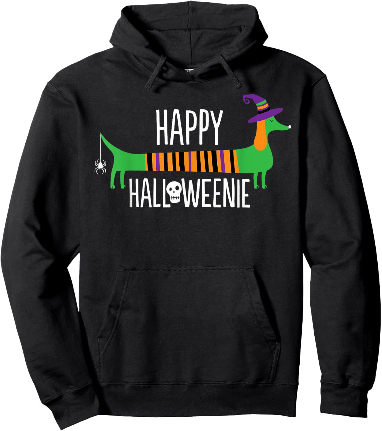 Happy Halloweenie Cute Viennese Dog Dachshund Halloween Hoodie - Hoodie | Black