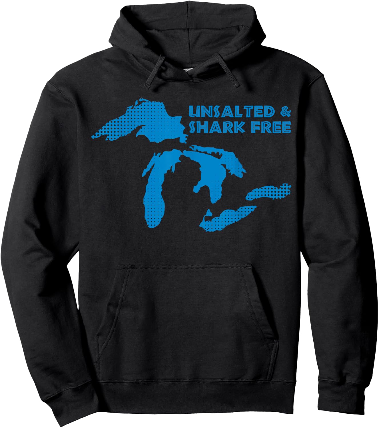 Unsalted and Shark Free Great Lakes MI Michiganian Pride Hoodie - Hoodie | Black