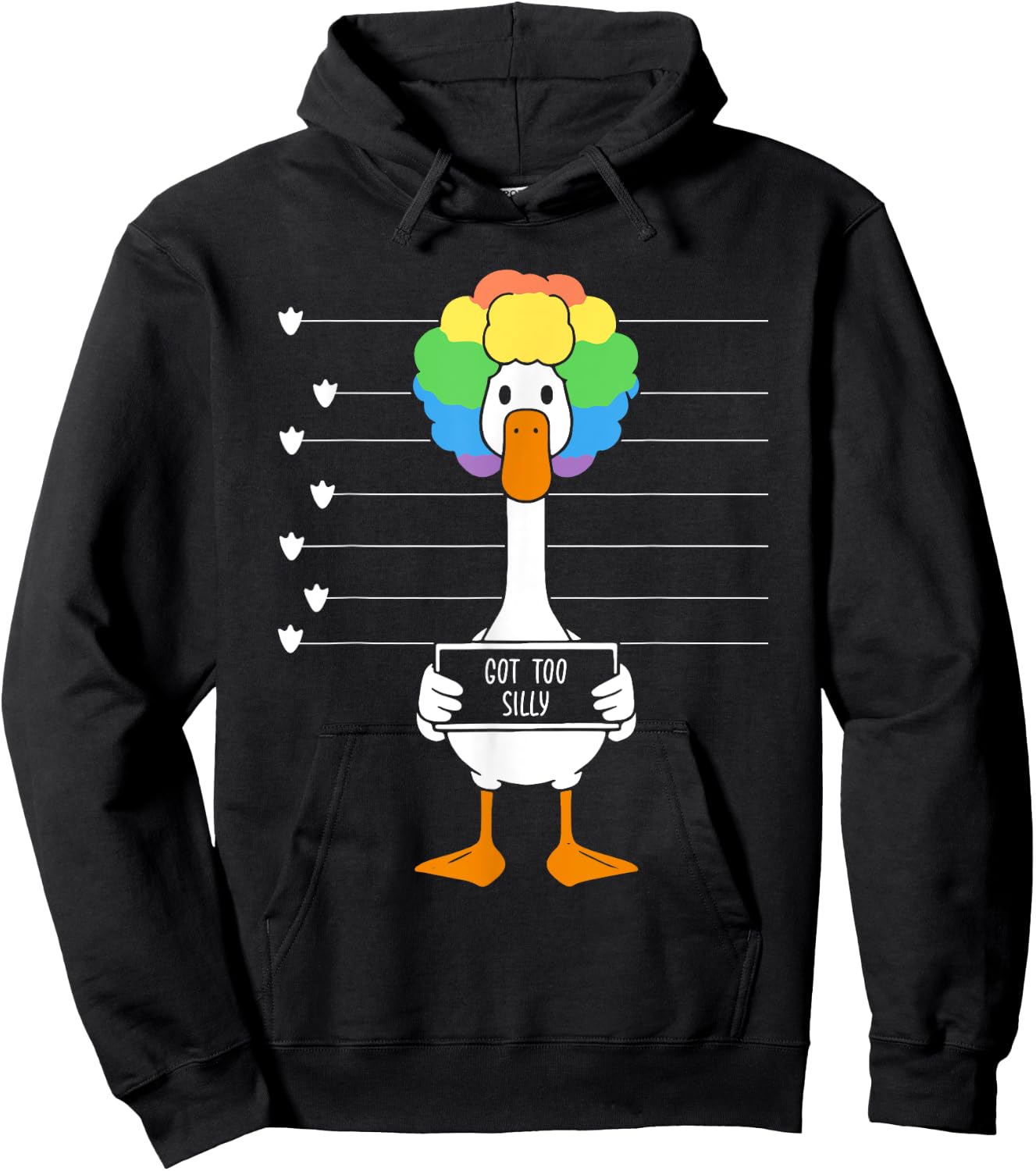 Funny Goose Lover Mugshot Meme Got Too Silly Hoodie - Hoodie | Black