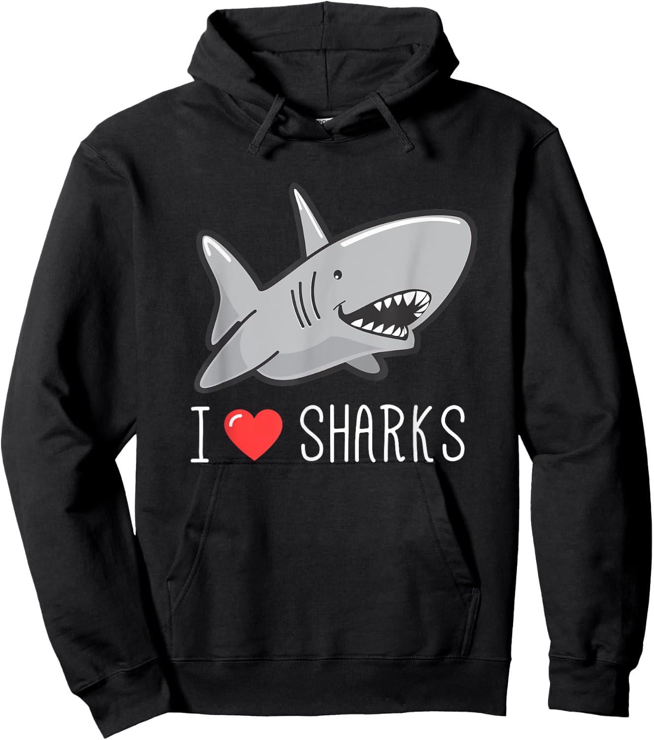 I Love Sharks for Kids and Adults Marine Life Hoodie - Hoodie | Black