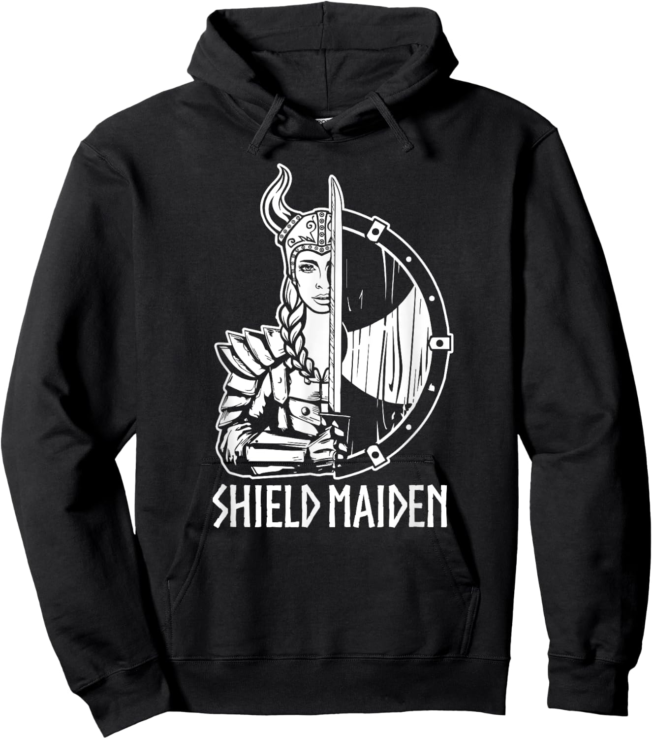 Women Shield Maiden Shirt Girl Viking Hoodie - Hoodie | Black