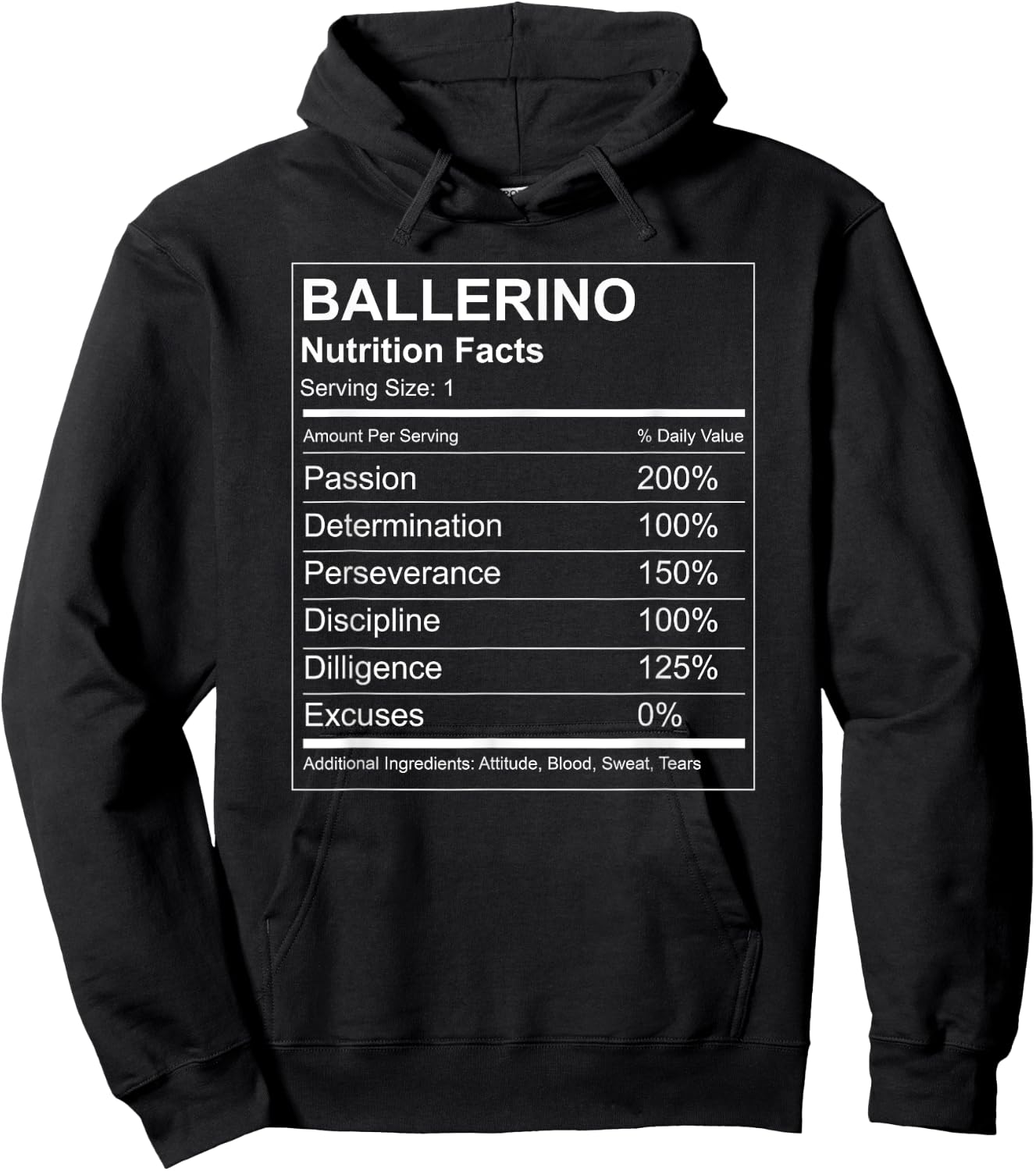 Ballerino Nutrition Facts Funny - Male Ballet Dancer Hoodie - Hoodie | Black