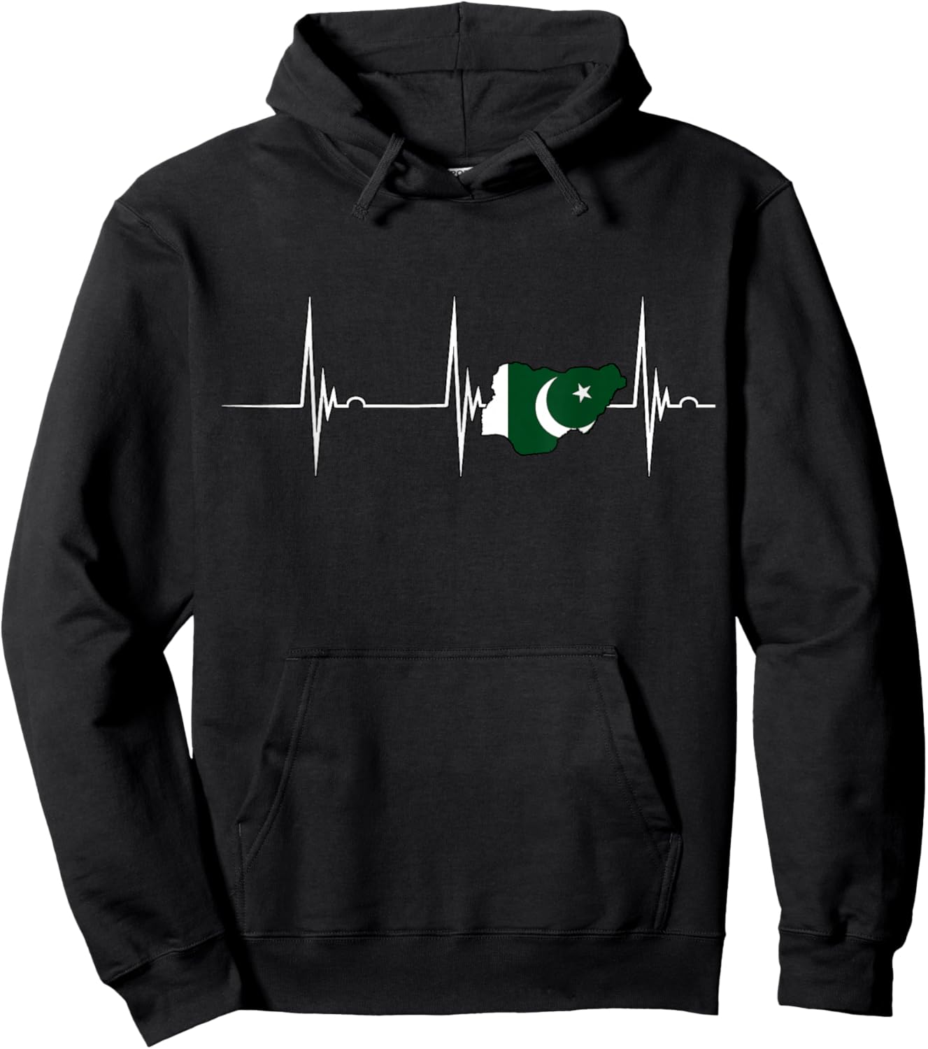 Pakistan Heartbeat EKG Pulse Pakistani Pride Pakistani Map Hoodie - Hoodie | Black