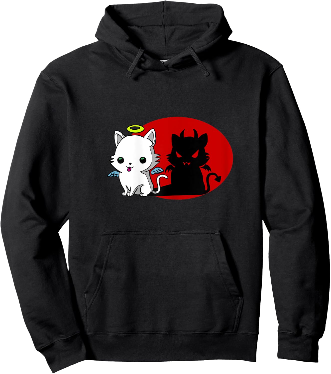 Funny Cat Angel Outside Devil Inside Comic Shirt Hoodie - Hoodie | Black
