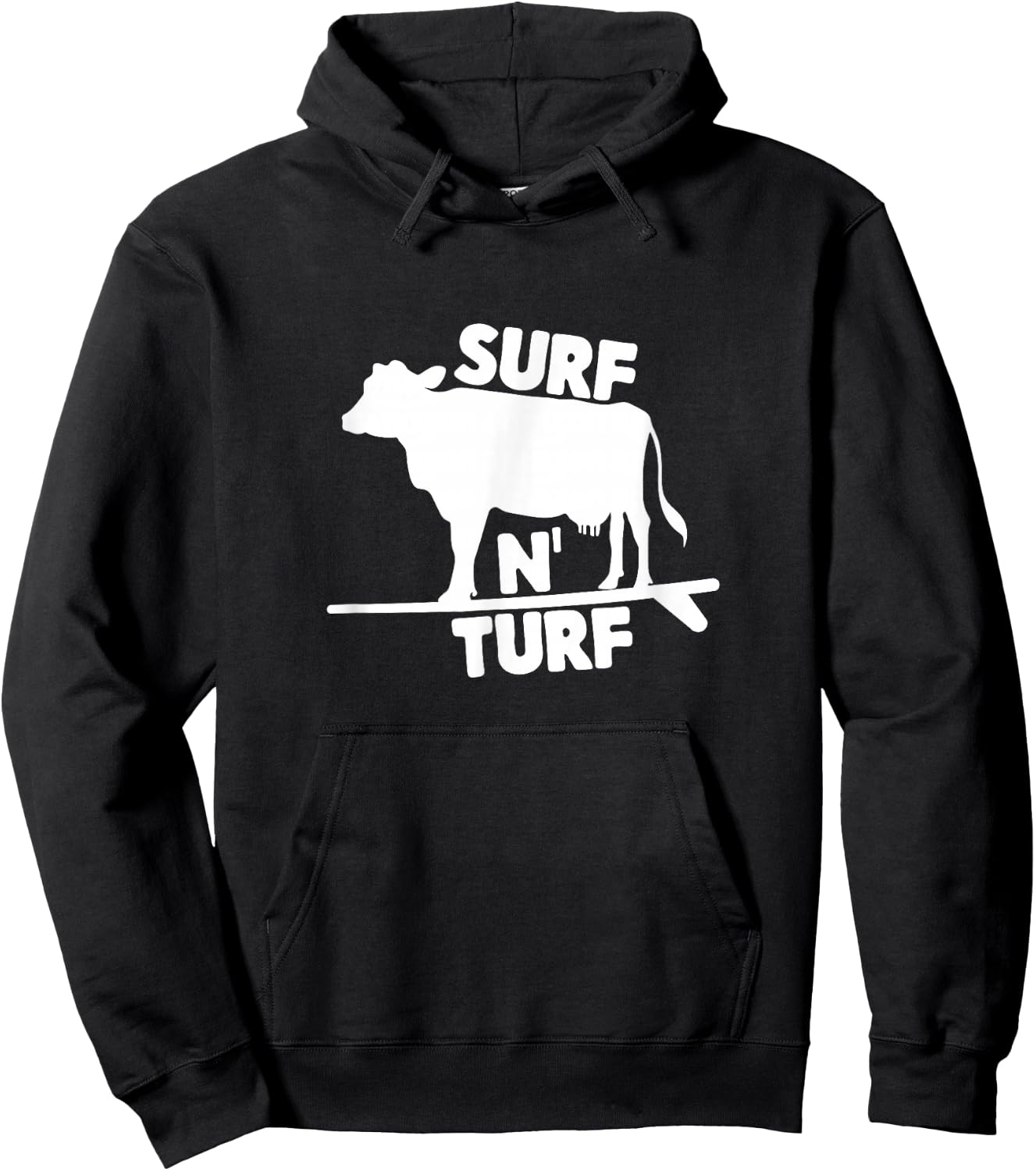 Surf N' Turf Cow Surfing Hoodie - Hoodie | Black