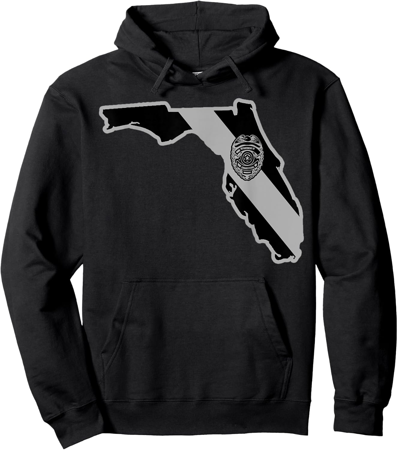 Florida Correctional Officer Thin Silver Line Florida Shirt Hoodie - Hoodie | Black
