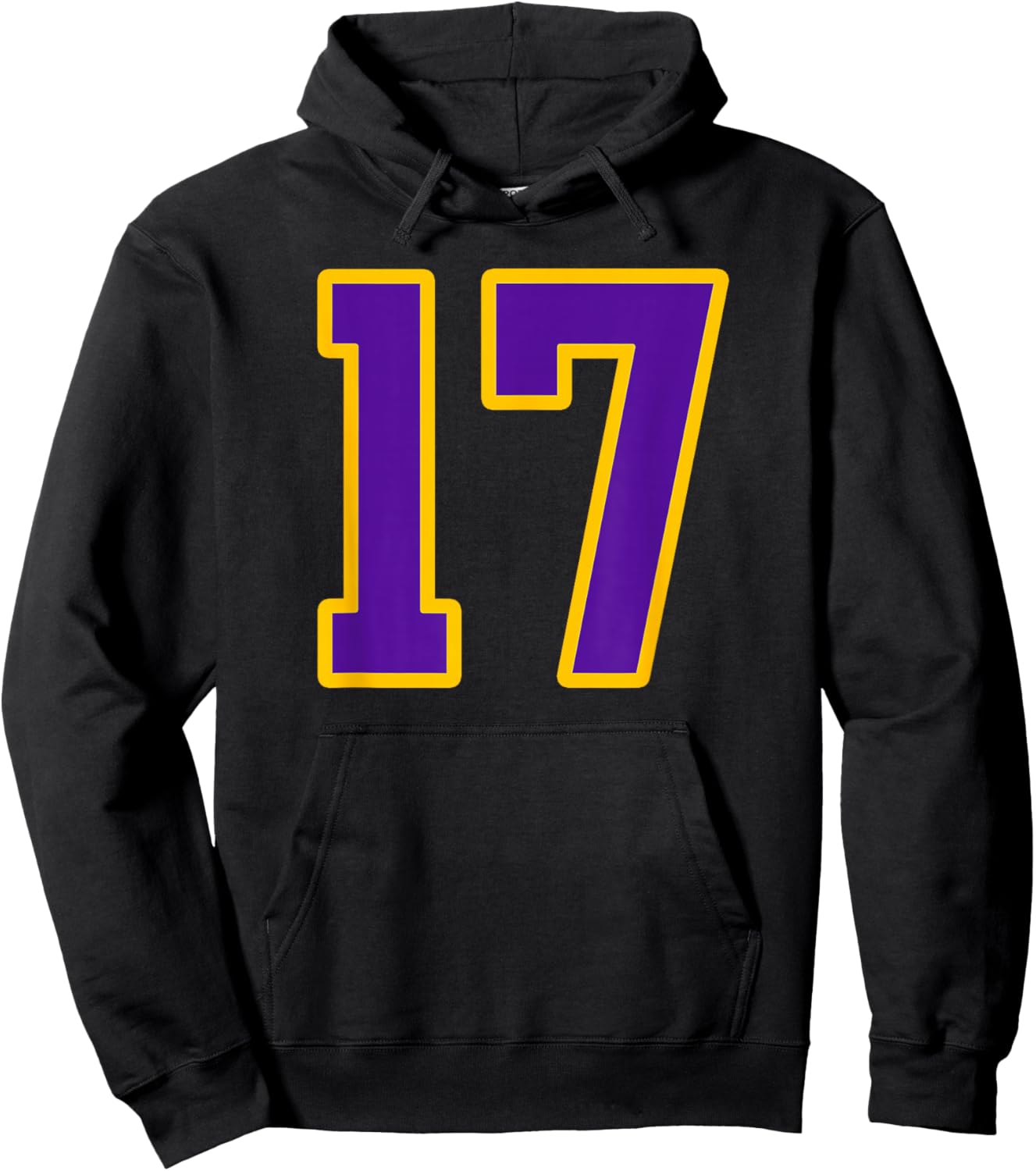 Purple and Gold Number 17 Jersey Player Uniform #17 Fan Hoodie - Hoodie | Black