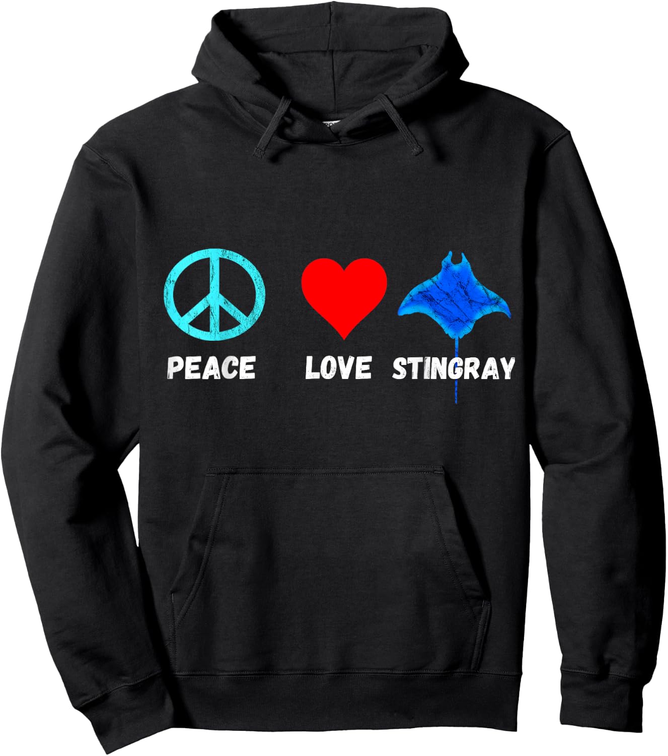 Stingray Peace Love Manta Ray Sea Life Water Animals Hoodie - Hoodie | Black