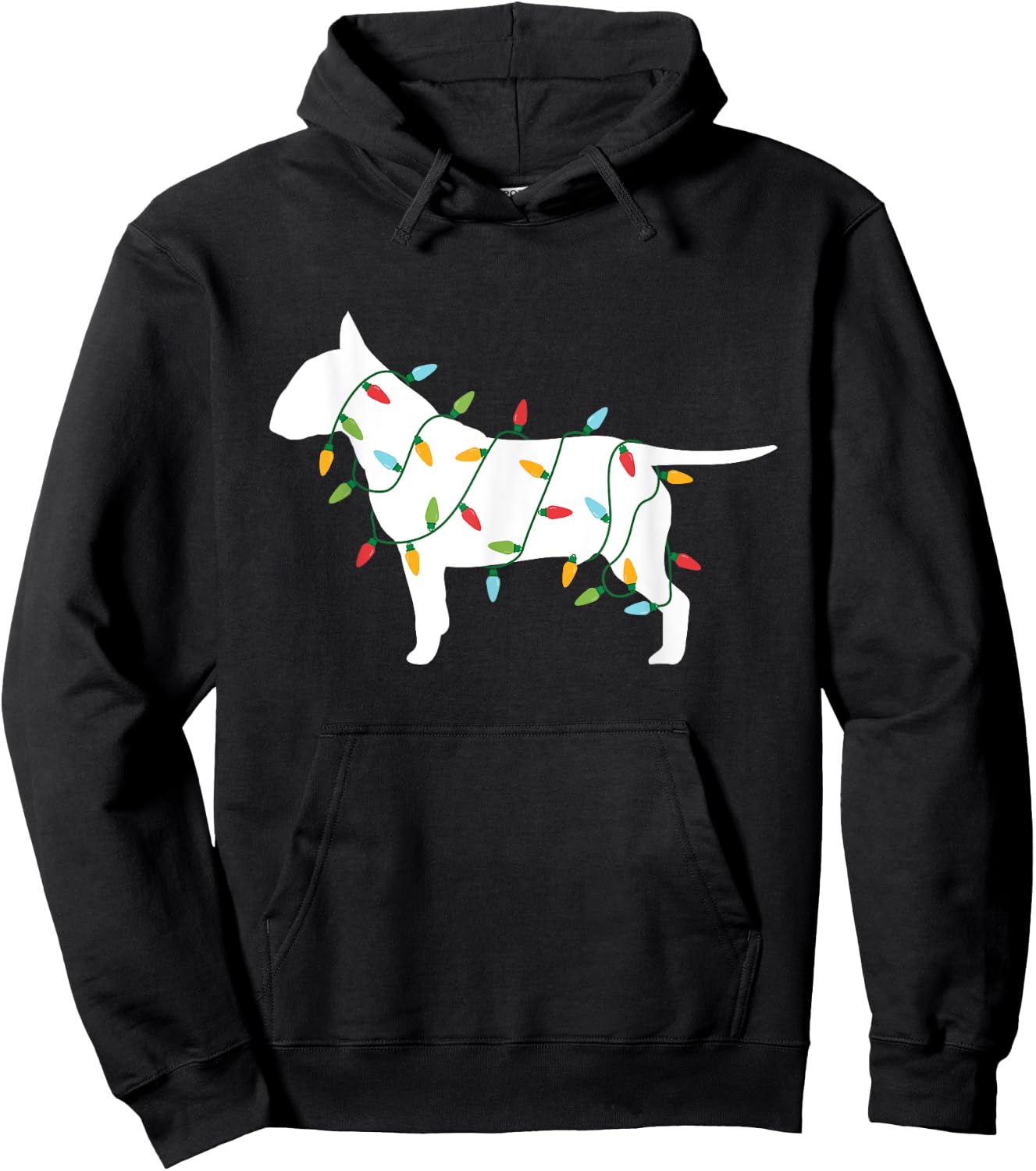 Christmas Lights Bull Terrier T Shirt Gifts for Dog Lovers Men Women Kids Hoodie - Hoodie | Black