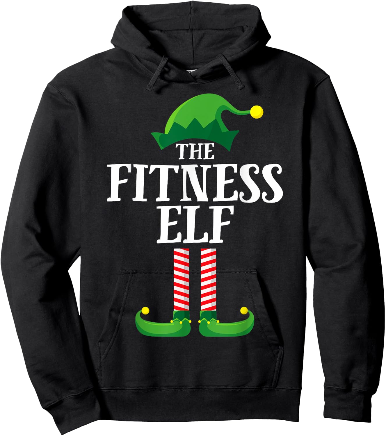 Fitness Elf Matching Family Group Christmas Party Pyjamas Hoodie - Hoodie | Black