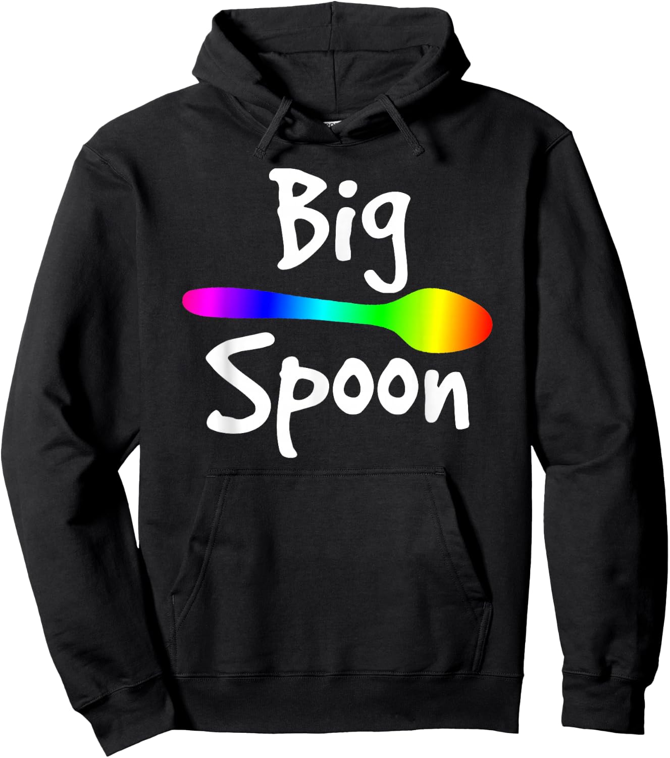 Rainbow Big Spoon Little Spoon Matching Gay Couple Hoodie - Hoodie | Black