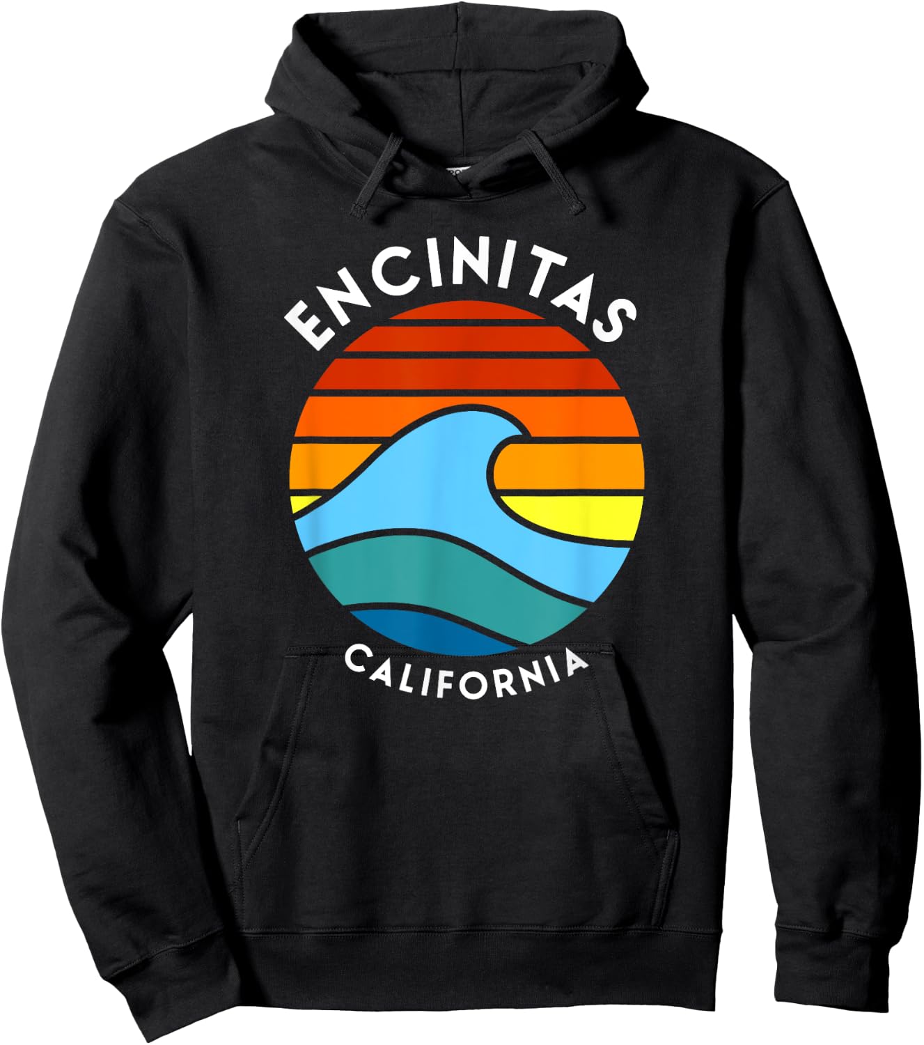 Encinitas California Retro Wave 80s Hoodie - Hoodie | Black