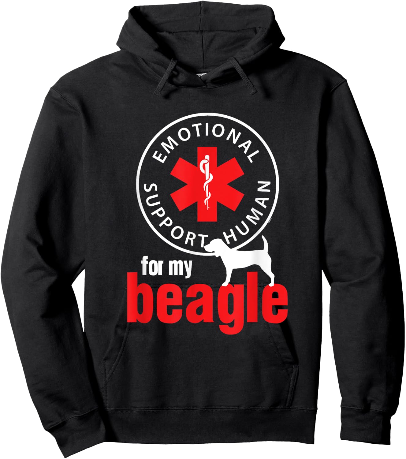 Emotional Support Human for my Beagle - Dog Lover Shirt Hoodie - Hoodie | Black
