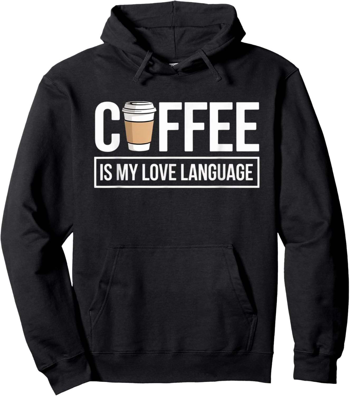 Coffee is My Love Language Minimalist Funny Caffeine Lovers Hoodie - Hoodie | Black