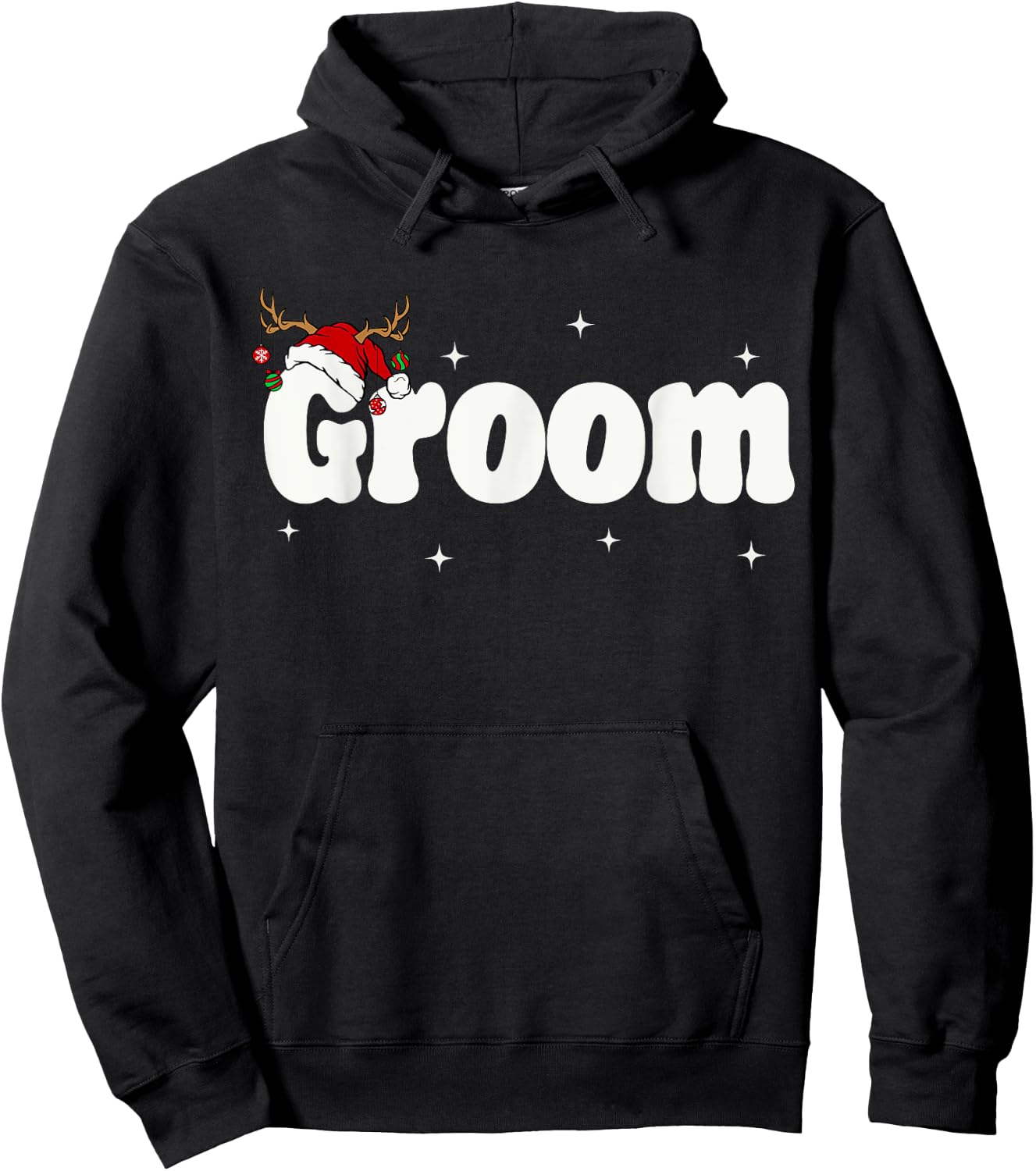 Groom Bride Santa Couples Christmas Outfits Xmas Pajamas Hoodie - Hoodie | Black