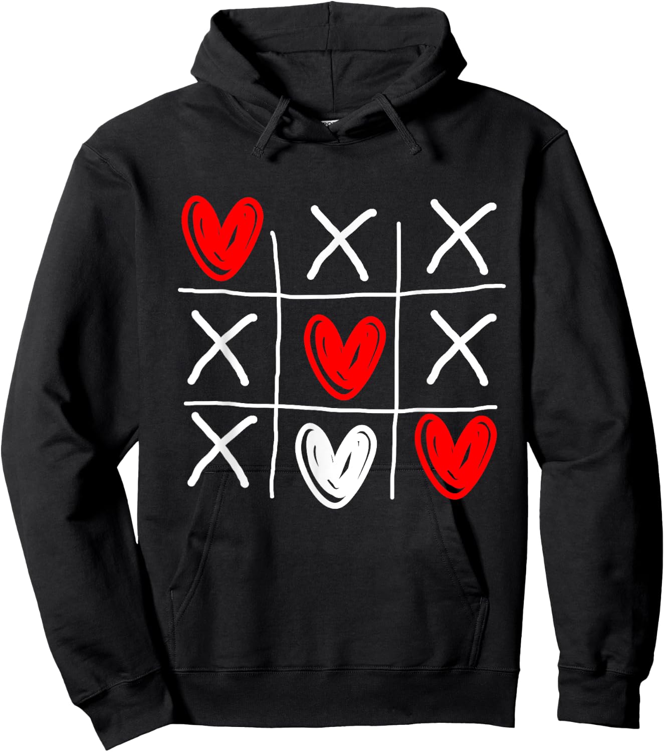 Tic Tac Toe Valentine's Day Love Heart In Love Couple Gift Hoodie - Hoodie | Black