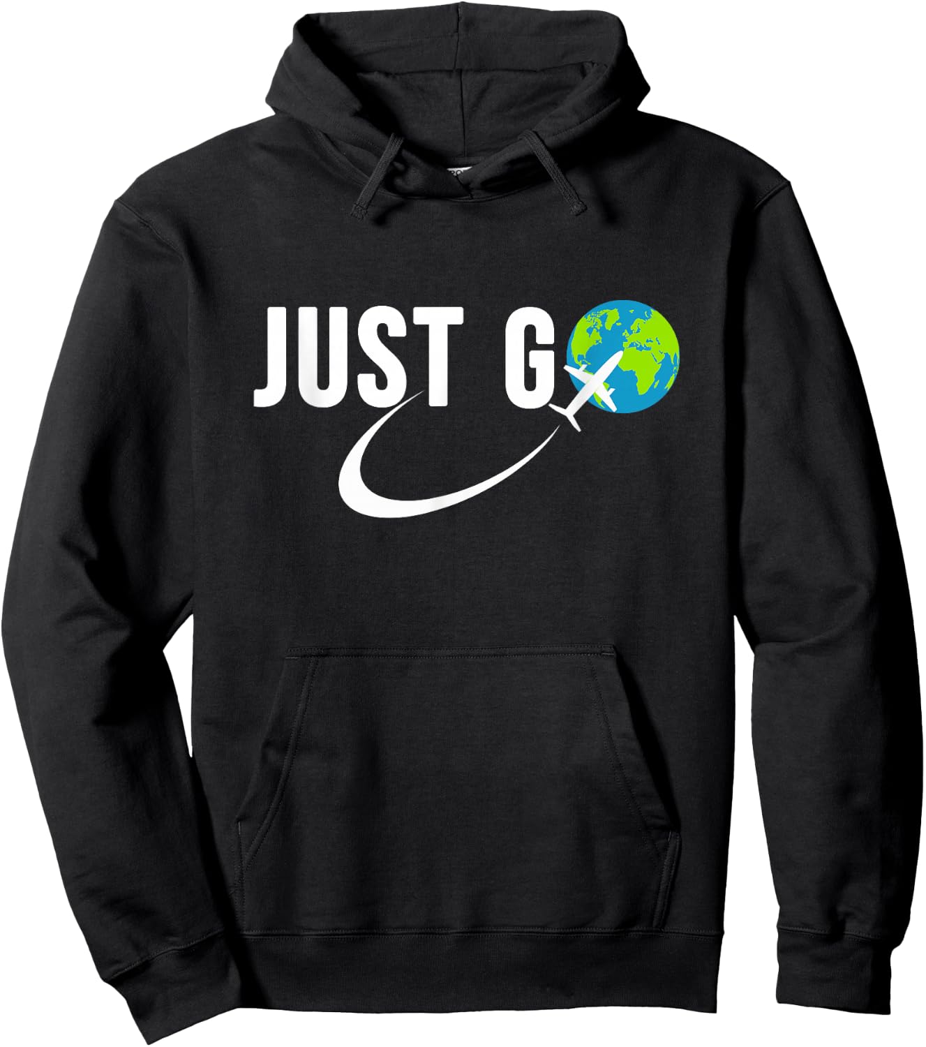 Just Go Travel Addict Globe Airplane World Solo Traveler Hoodie - Hoodie | Black