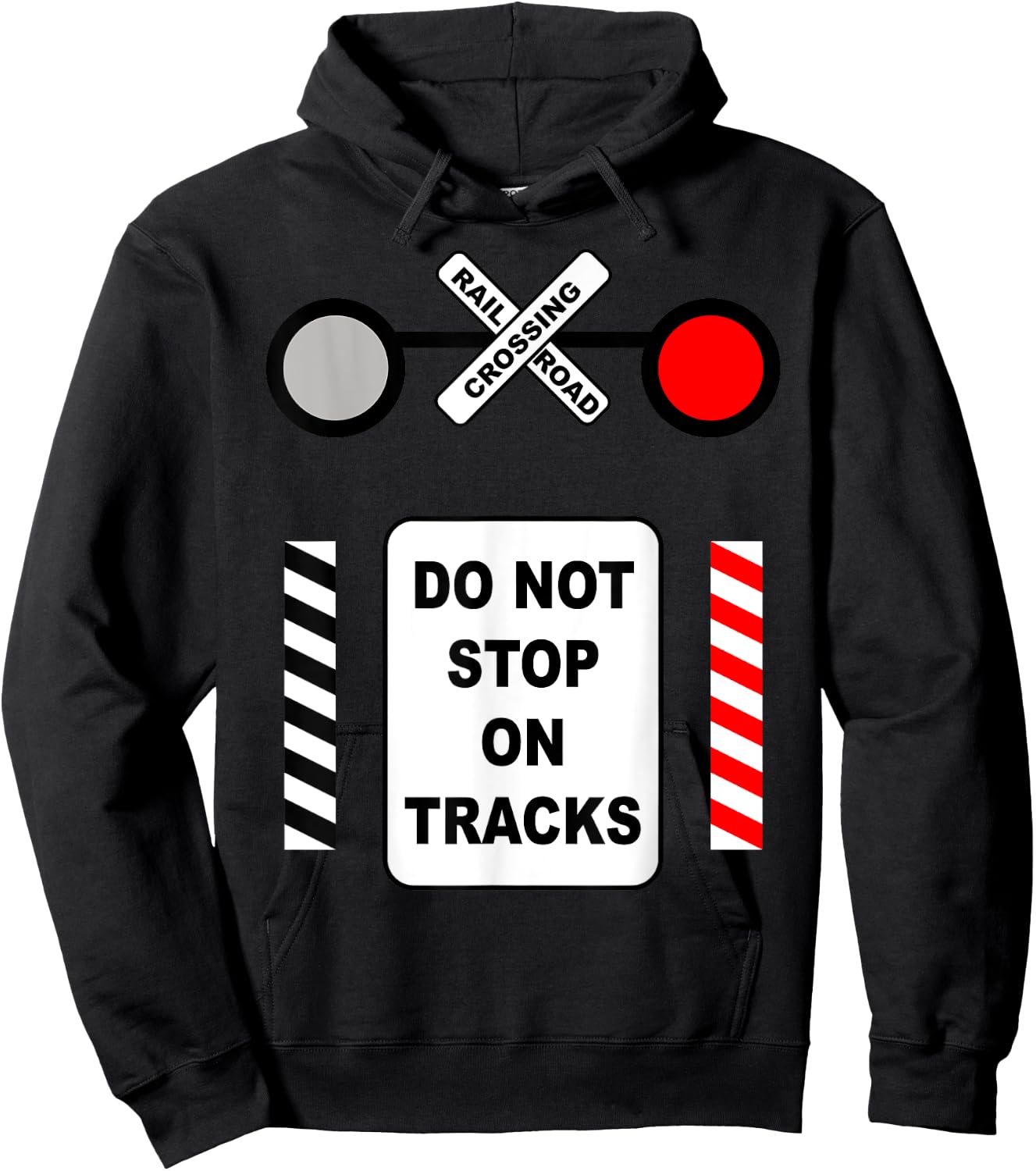 Railroad Crossing Sign Halloween Costume Railway Train Hoodie - Hoodie | Black