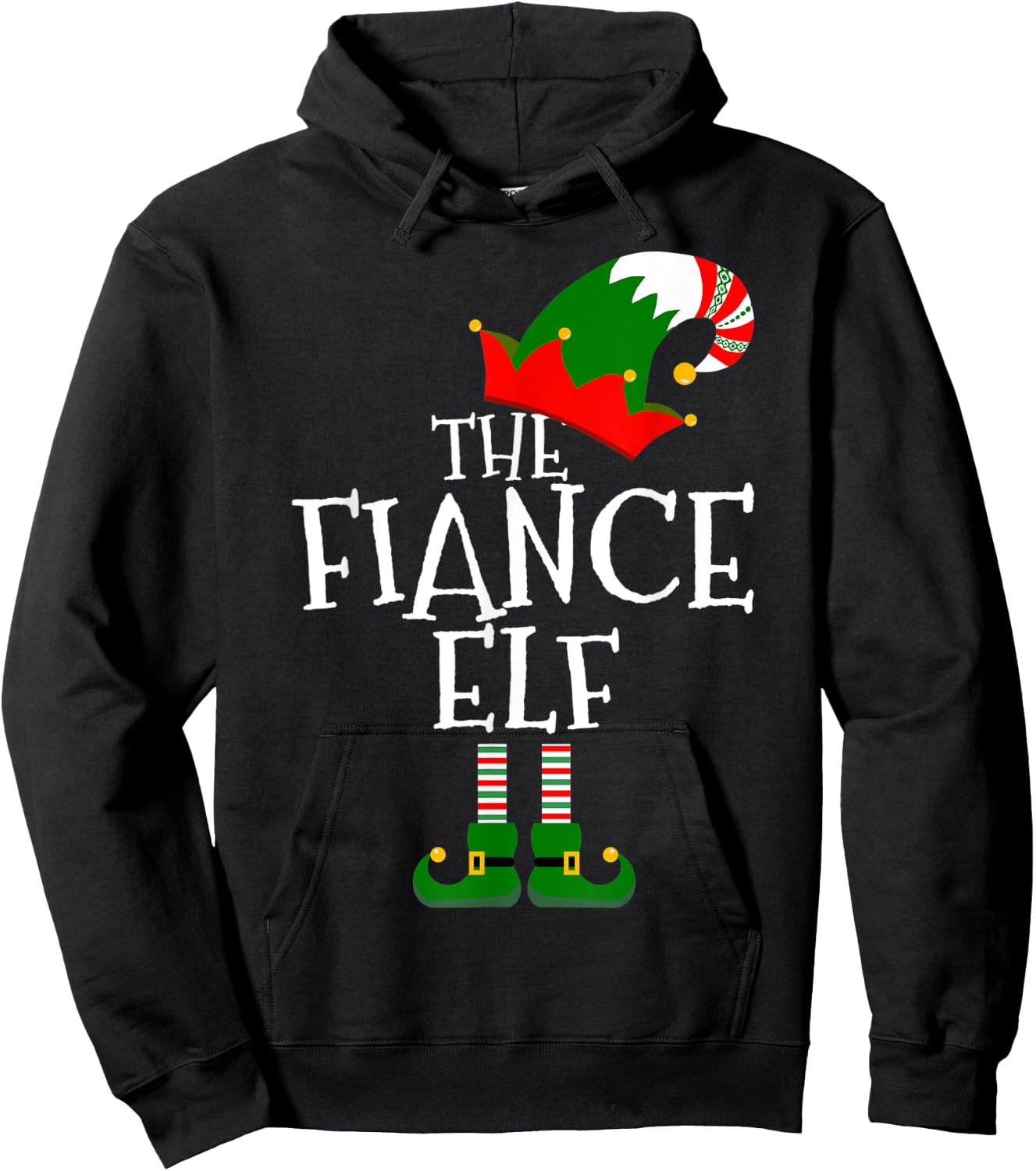 Funny The Fiance Elf Matching Family Group Gift Christmas Hoodie - Hoodie | Black