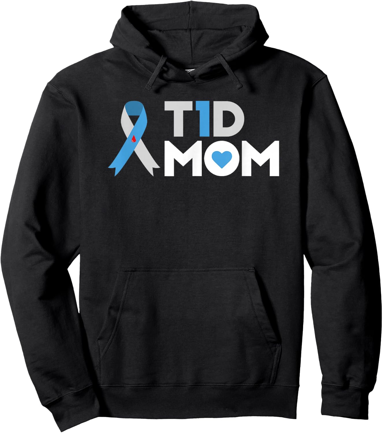T1D Mom T Shirt Diabetes Awareness Type 1 Insulin Mother Hoodie - Hoodie | Black
