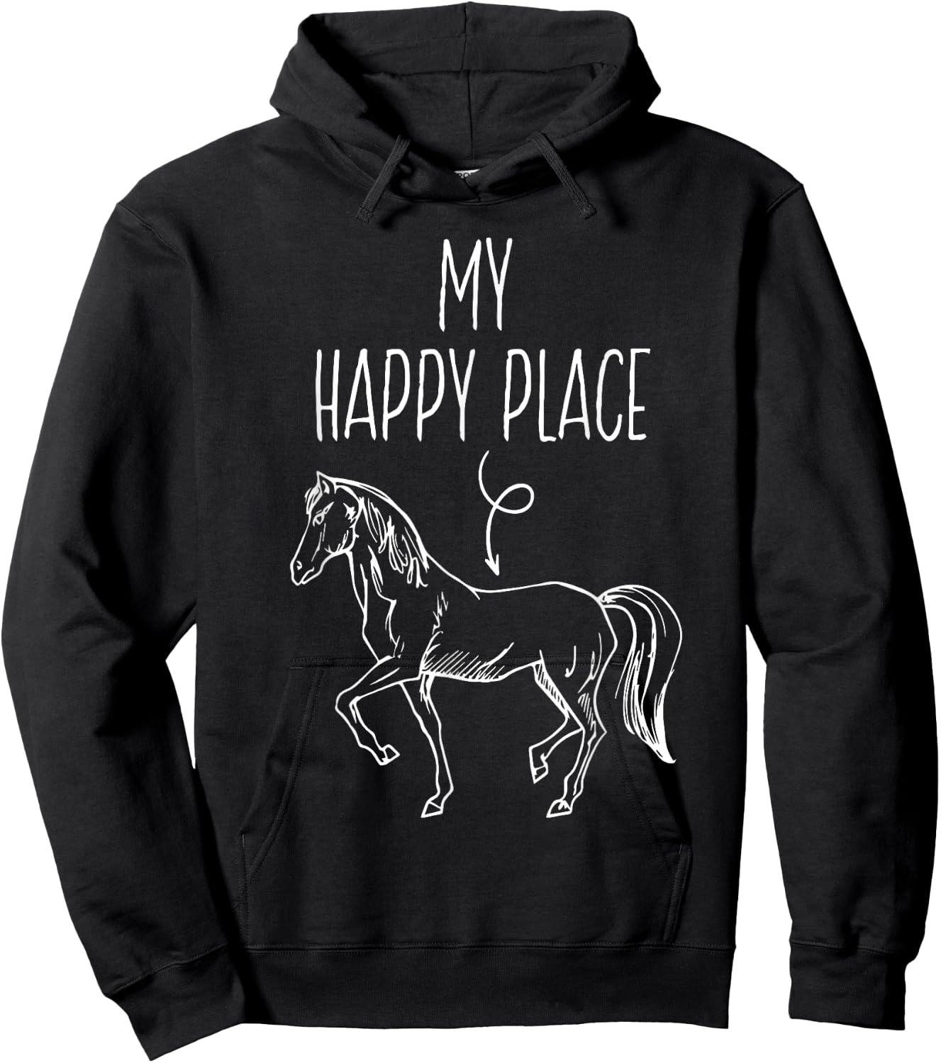 My Happy Place Horse Lover Gifts Horseback Riding Equestrian Hoodie - Hoodie | Black