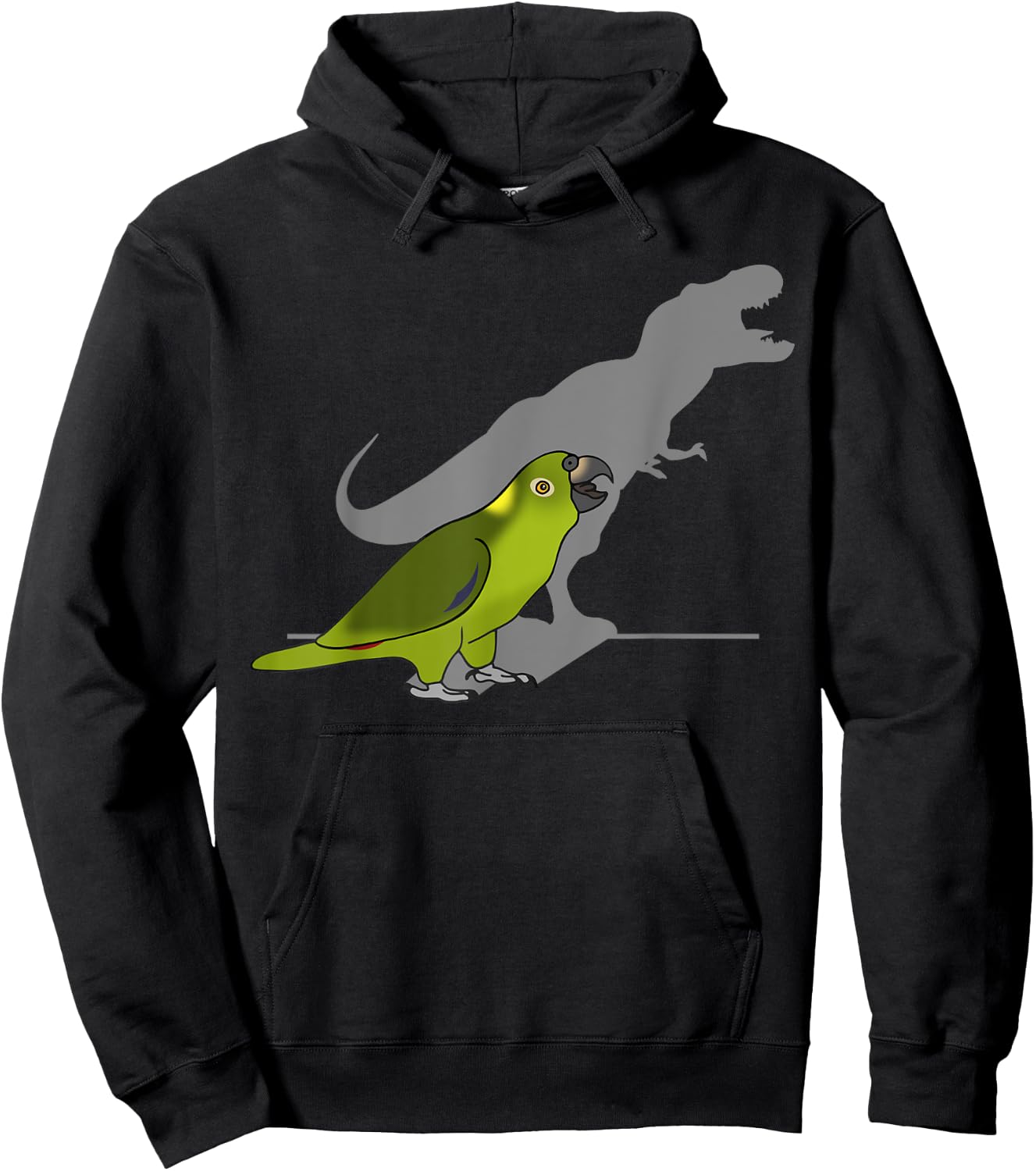 Funny dinosaur Birb, T-rex Yellow Naped Amazon Parrot Hoodie - Hoodie | Black