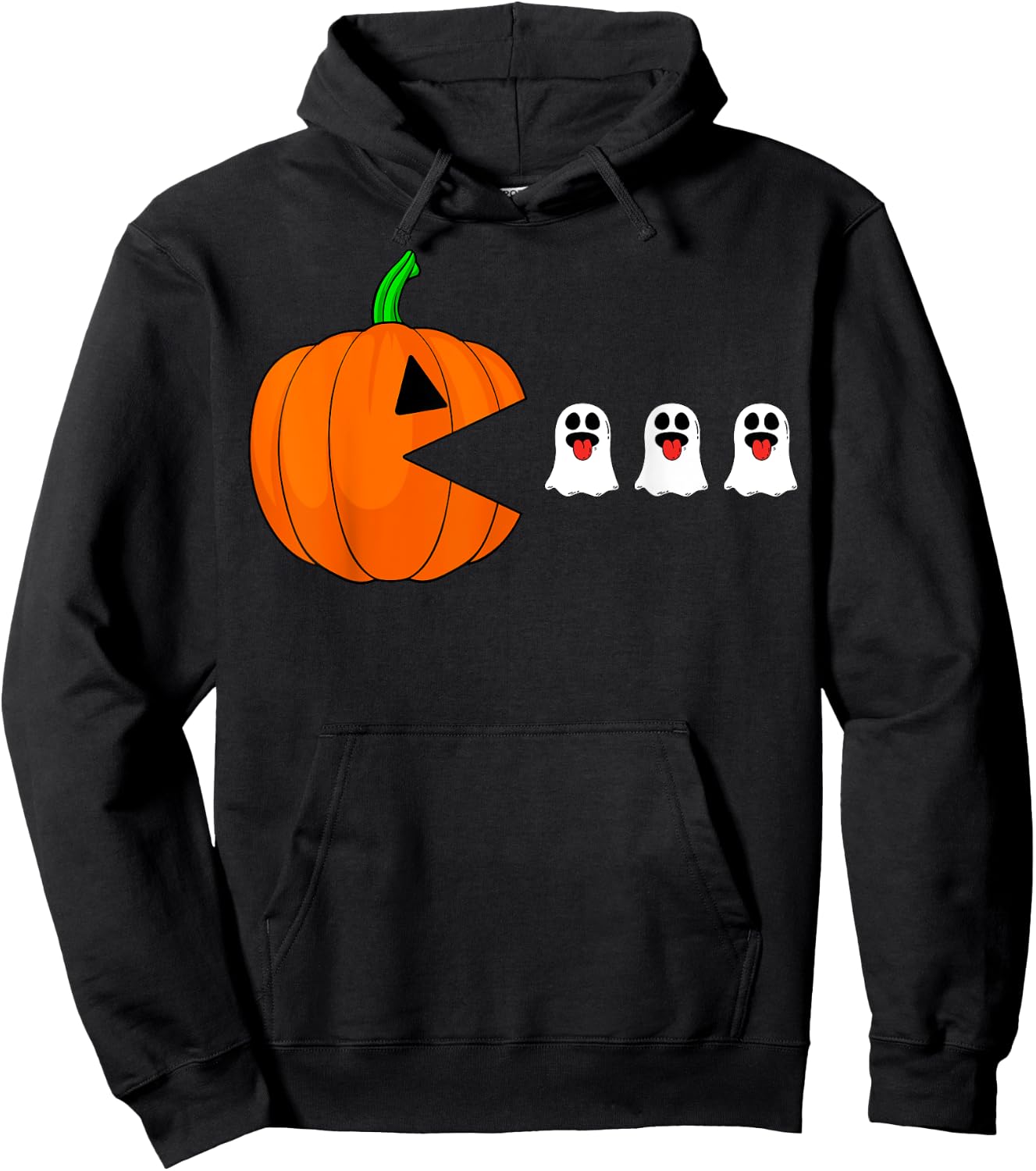 Halloween Gamer Pumpkin Eating Ghost Costume Men Boys Kids Hoodie - Hoodie | Black