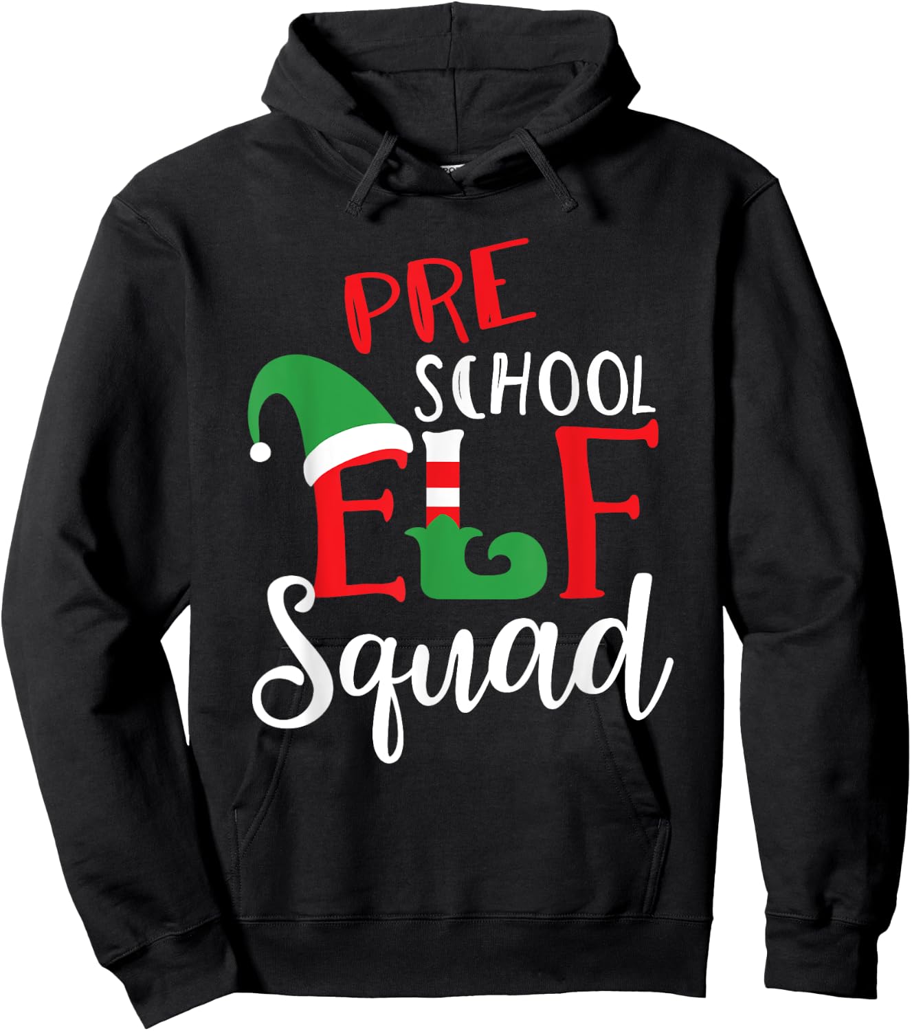 Elf Squad Pre School Christmas Teacher Top Hoodie - Hoodie | Black