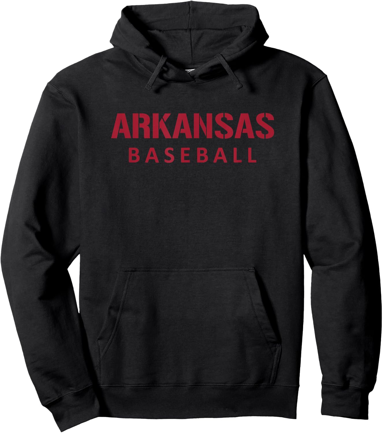 Arkansas Baseball Block and Stencil Font Hoodie - Hoodie | Black
