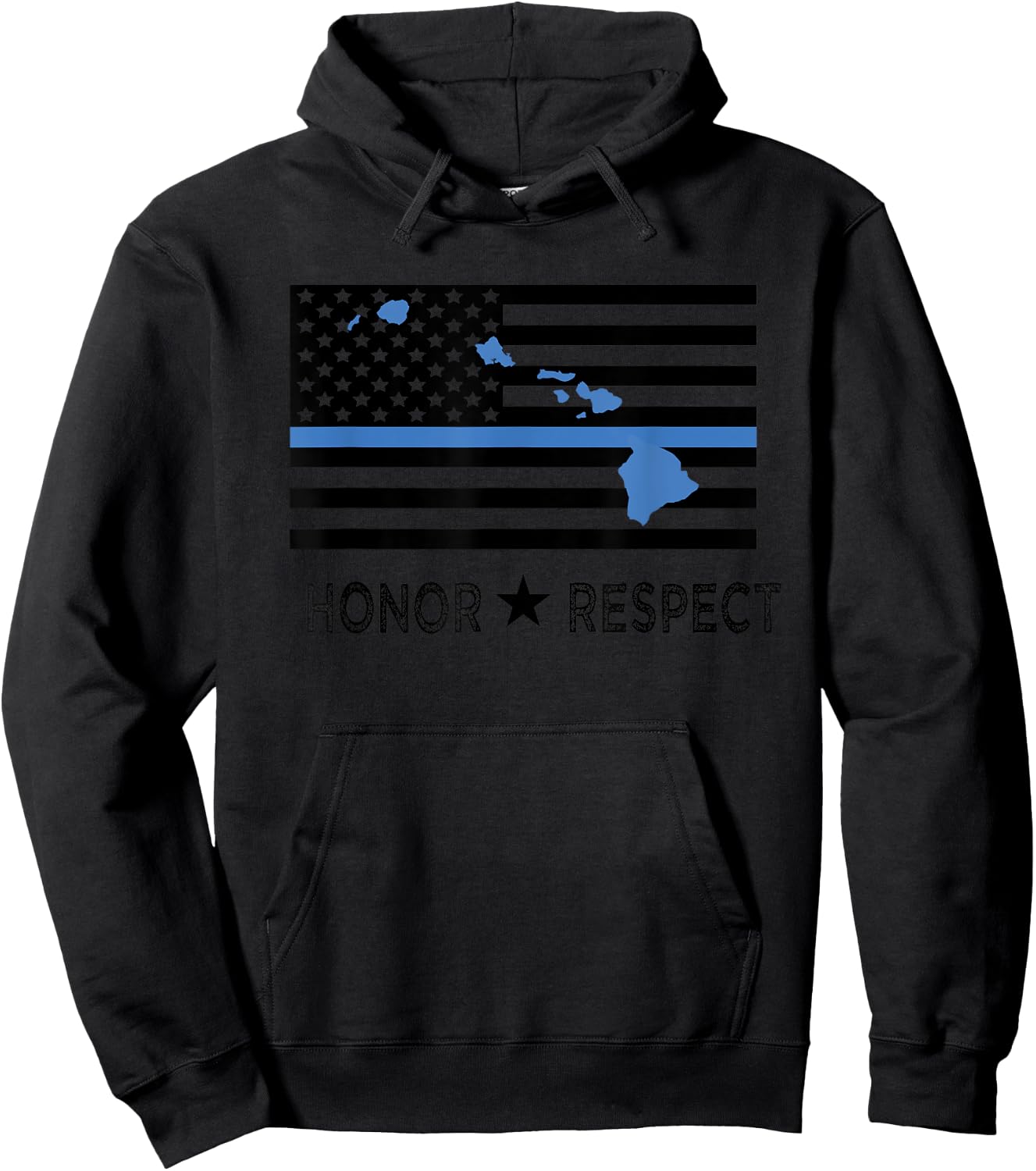 Hawaii Police Thin Blue Line Support Honor Respect Hawaiian Hoodie - Hoodie | Black