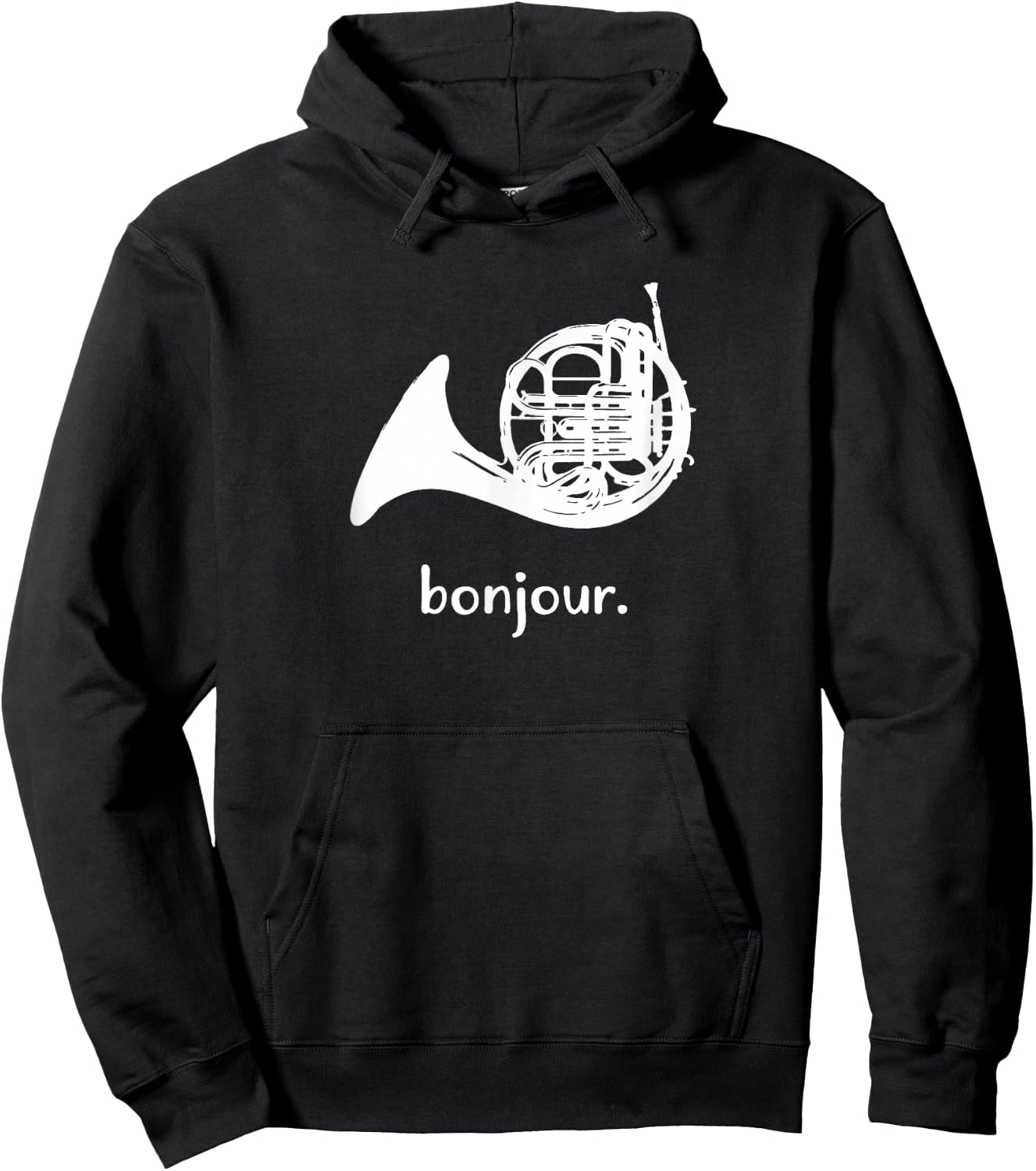 Funny French Horn | Bonjour | Band Sayings Gift Hoodie - Hoodie | Black