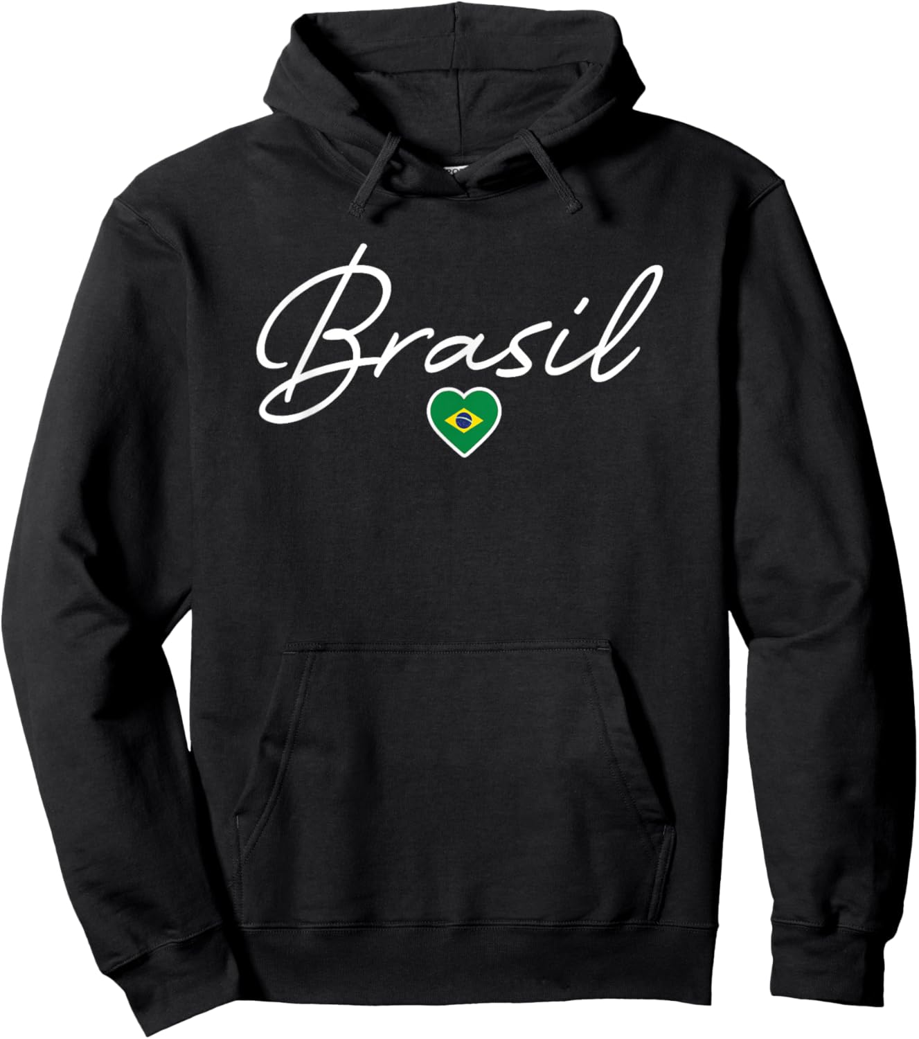 Brasil Souvenir Retro Brazil Flag Heart Cursive Girls Hoodie - Hoodie | Black