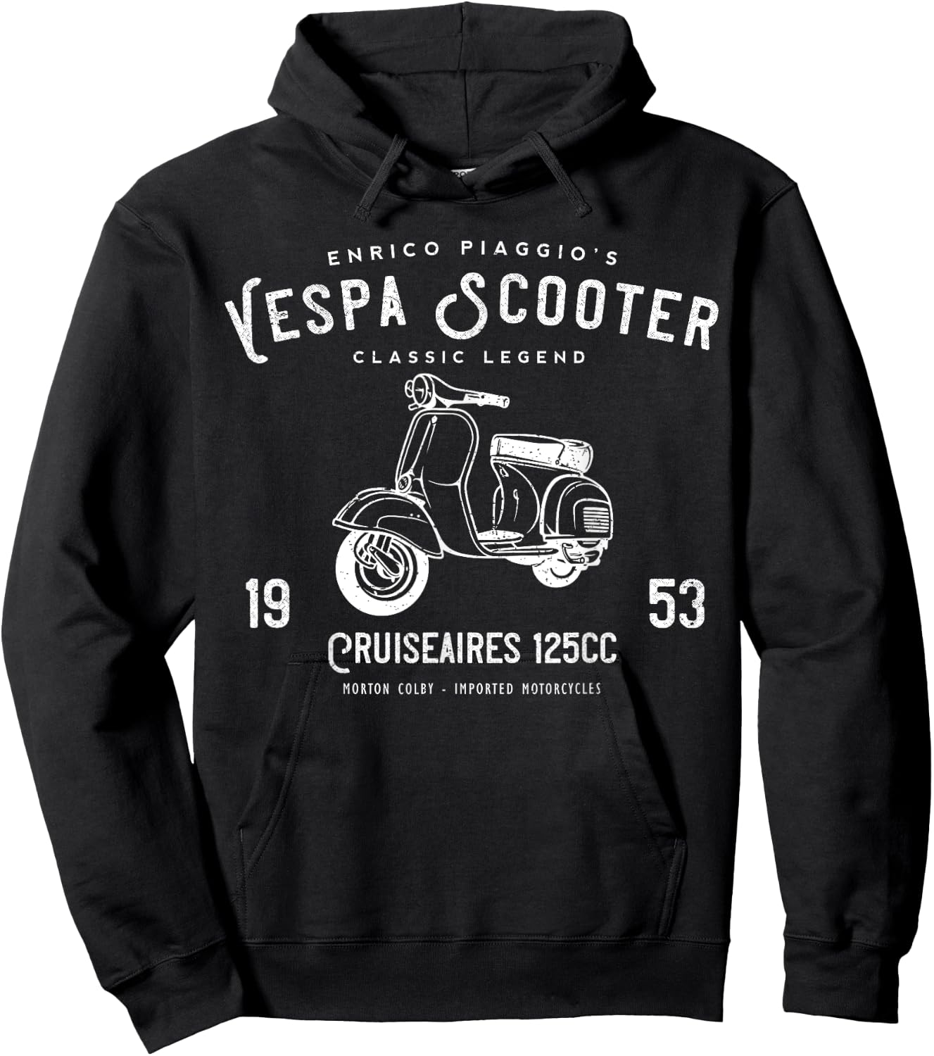 Vintage Piaggio Scooter 1953 125cc T Shirt Original Design Hoodie - Hoodie | Black