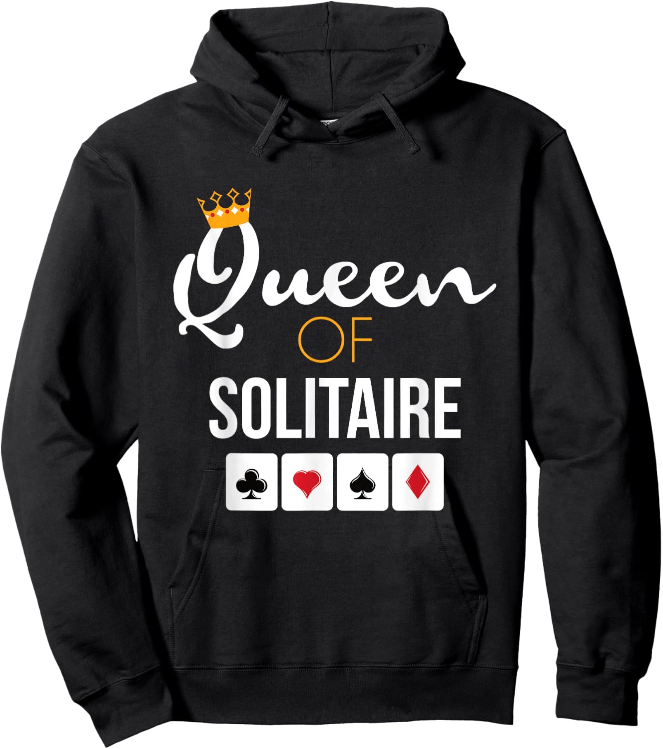 Queen of Solitaire Card Game Solitaire Player Gift Hoodie - Hoodie | Black