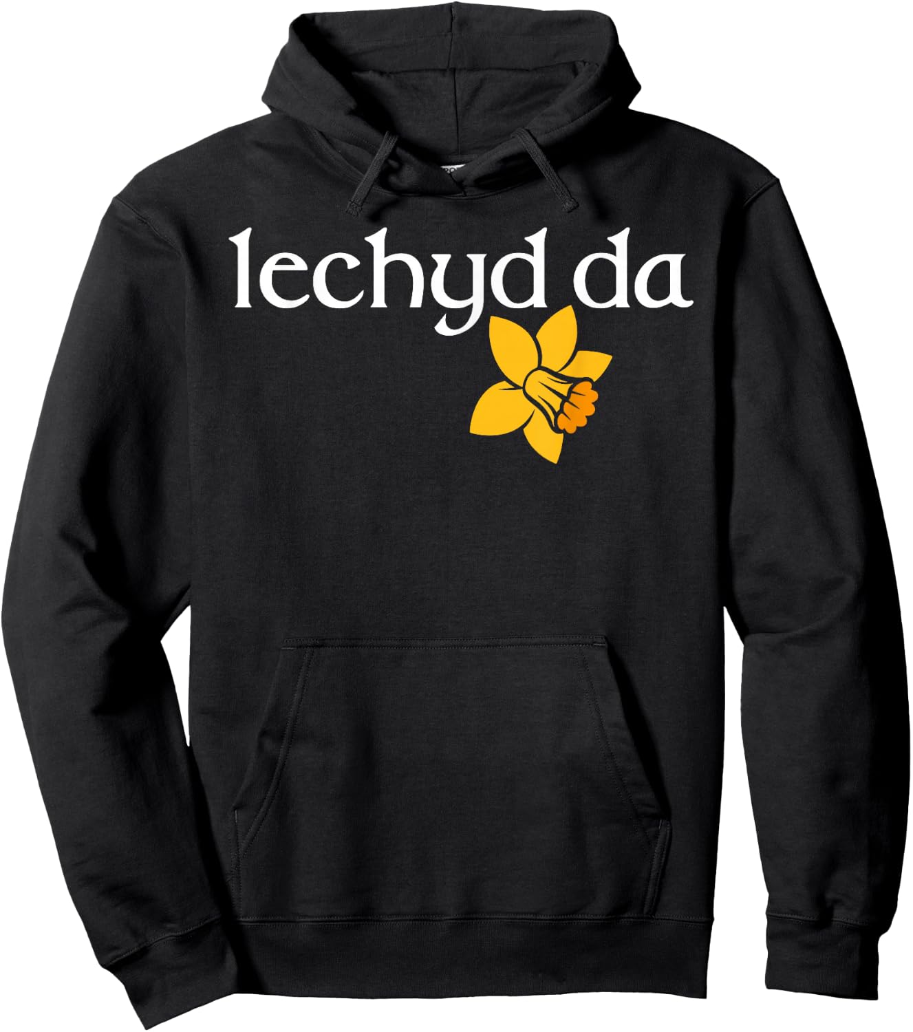 Welsh daffodil flower of Wales Iechyd da good health, cheers Hoodie - Hoodie | Black