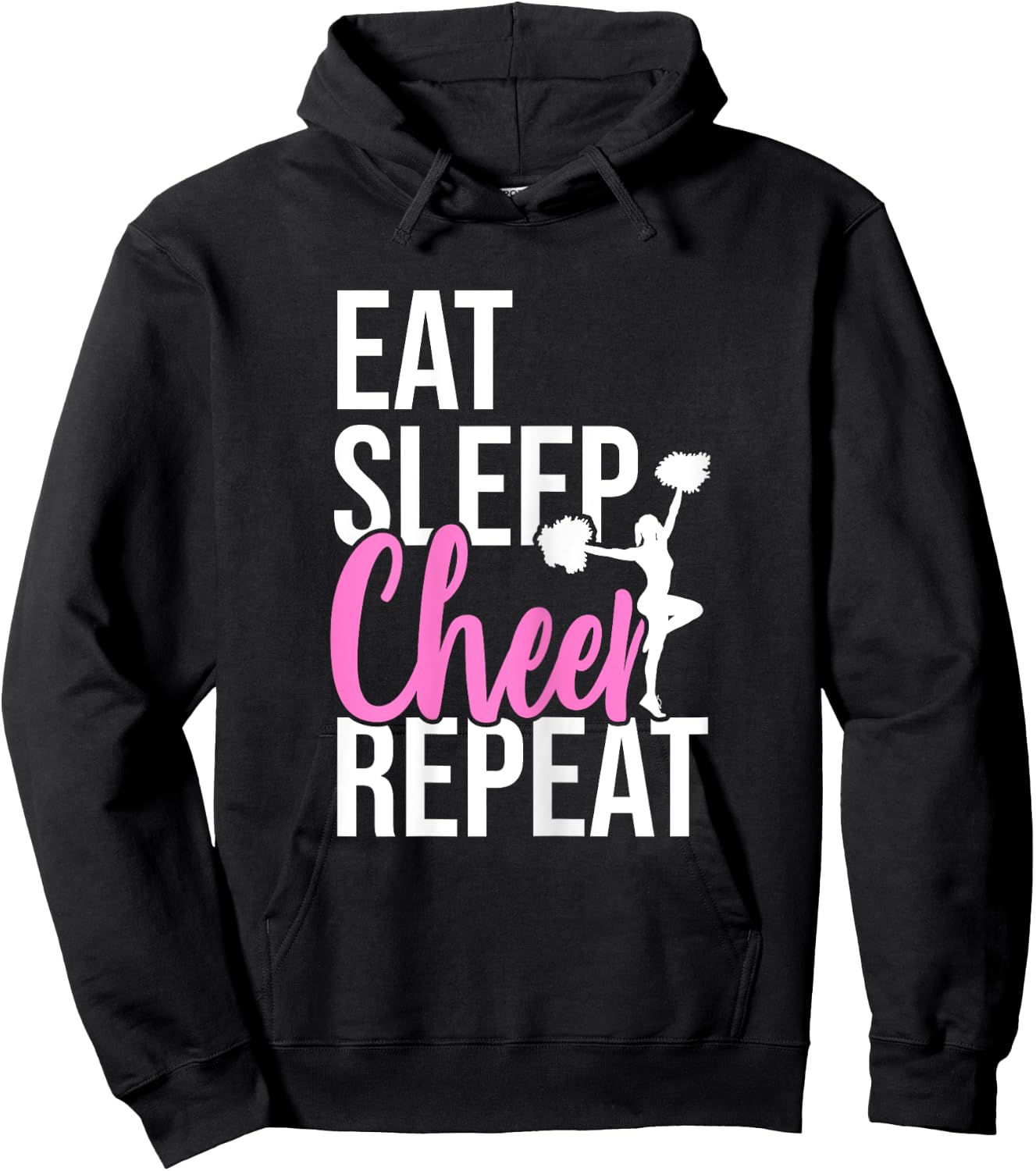 Funny Cute EAT SLEEP CHEER REPEAT Love Girls Gift Hoodie - Hoodie | Black