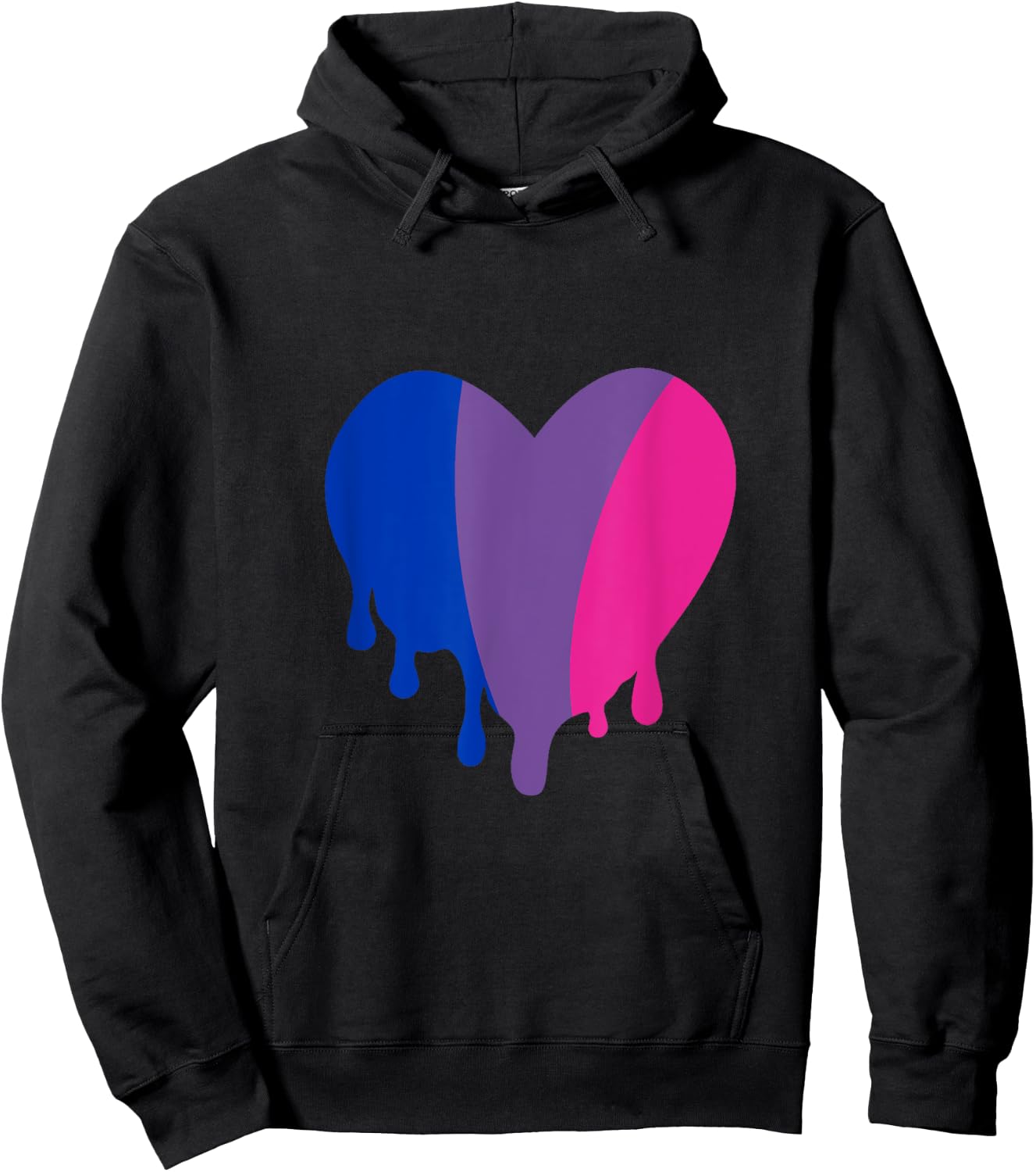 Blue Purple and Pink Dripping Heart Hoodie - Hoodie | Black