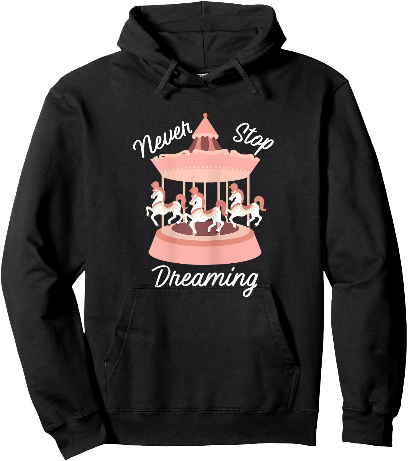 Never Stop Dreaming Little Girls Carousel Hoodie - Hoodie | Black