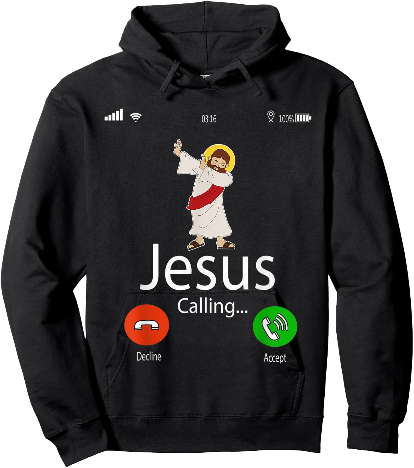 Dabbing Jesus Is Calling Christian Christmas Gift Xmas Hoodie - Hoodie | Black