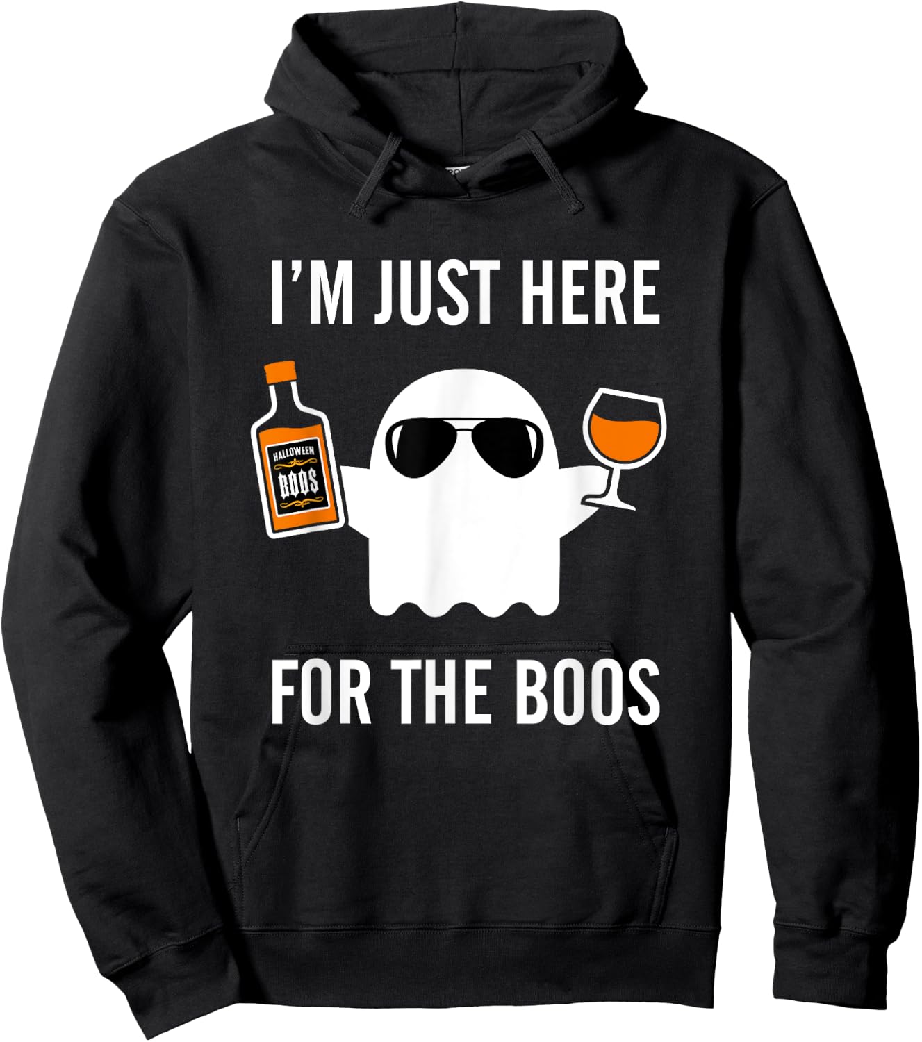 I'm Just Here For The Boos Funny Halloween Liquor Hoodie - Hoodie | Black