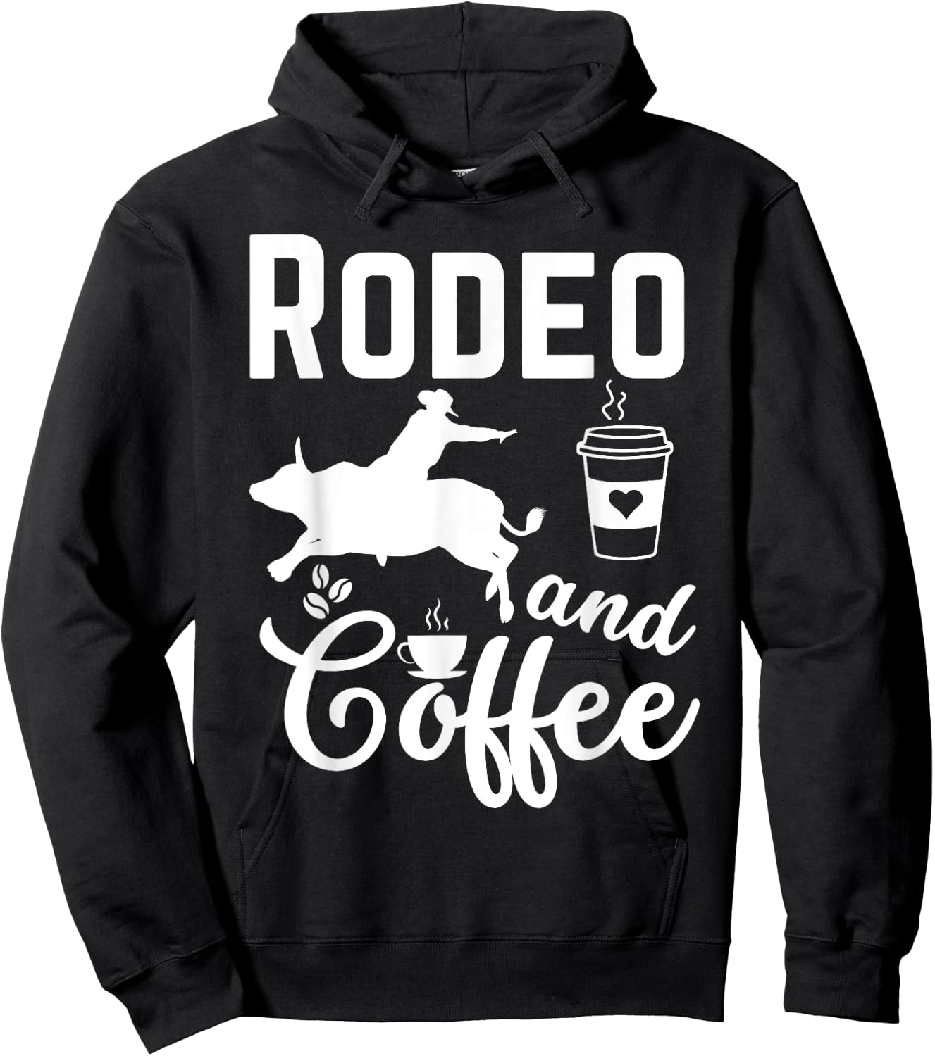 Rodeo and Coffee Rider Crew Coffee Cowboy Horses Bulls Rodeo Hoodie - Hoodie | Black
