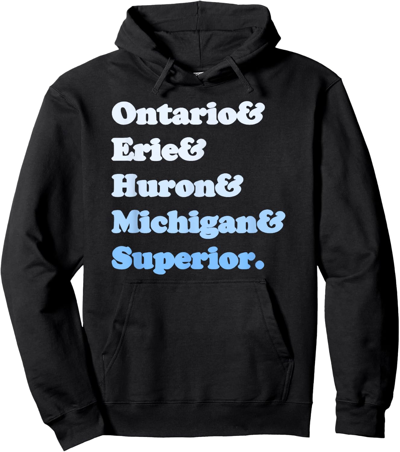 Retro Great Lake Lakes Huron Erie Michigan Superior Ontario Hoodie - Hoodie | Black