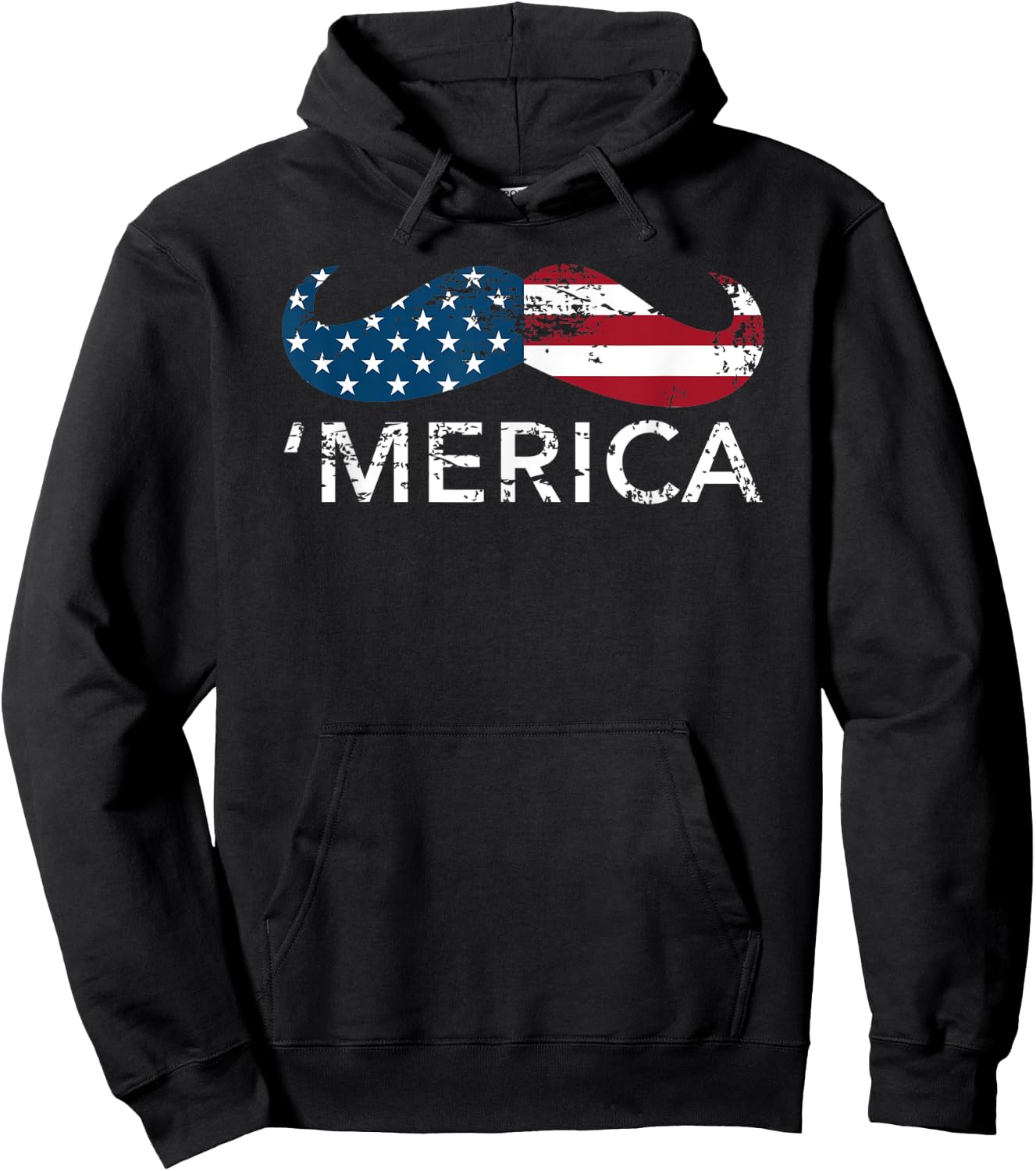 'Merica mustache Patriotic Memorial Day shirt Kids Men Hoodie - Hoodie | Black