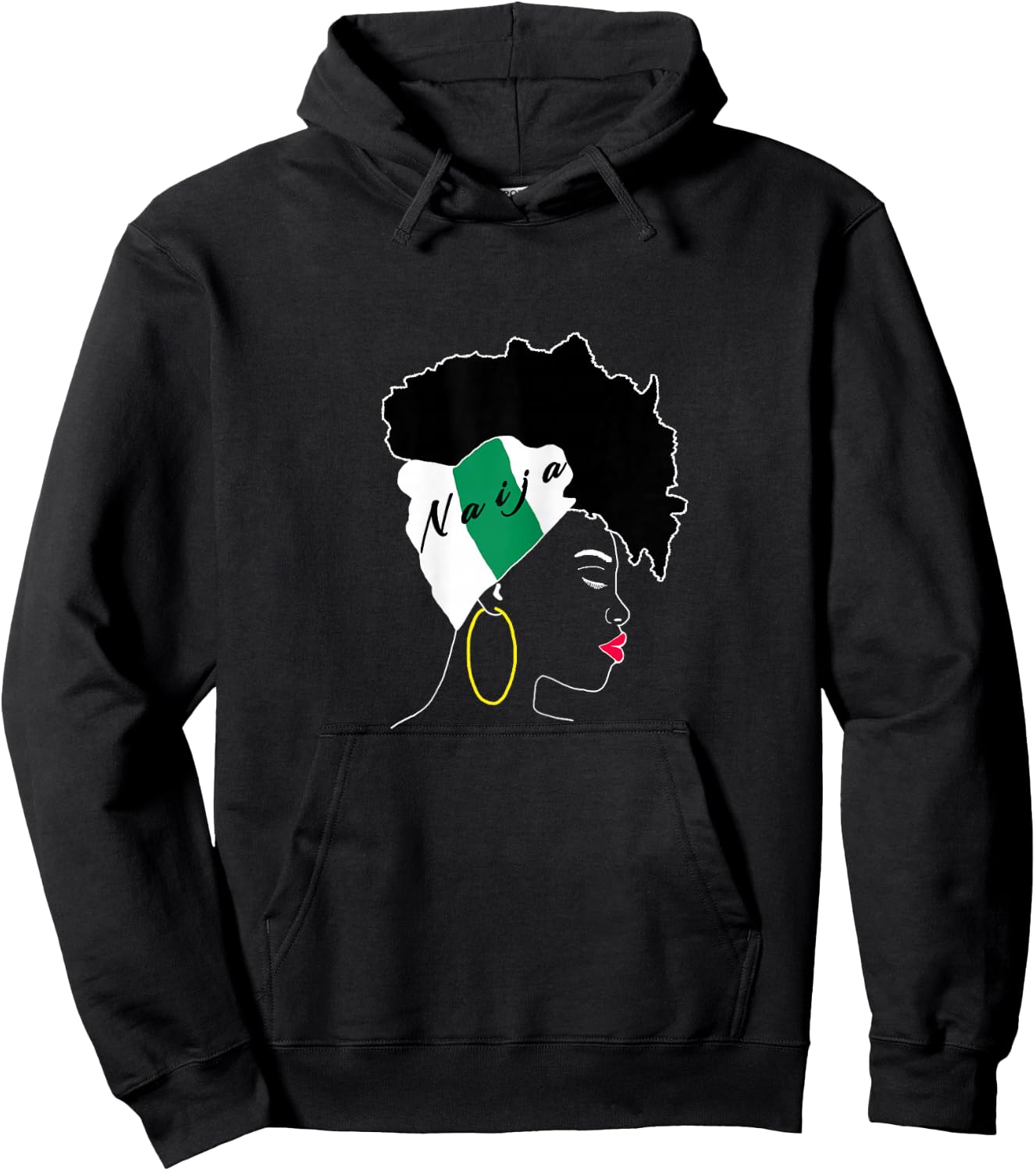 Nigerian patriotic girl silhouette Naija national flag Hoodie - Hoodie | Black