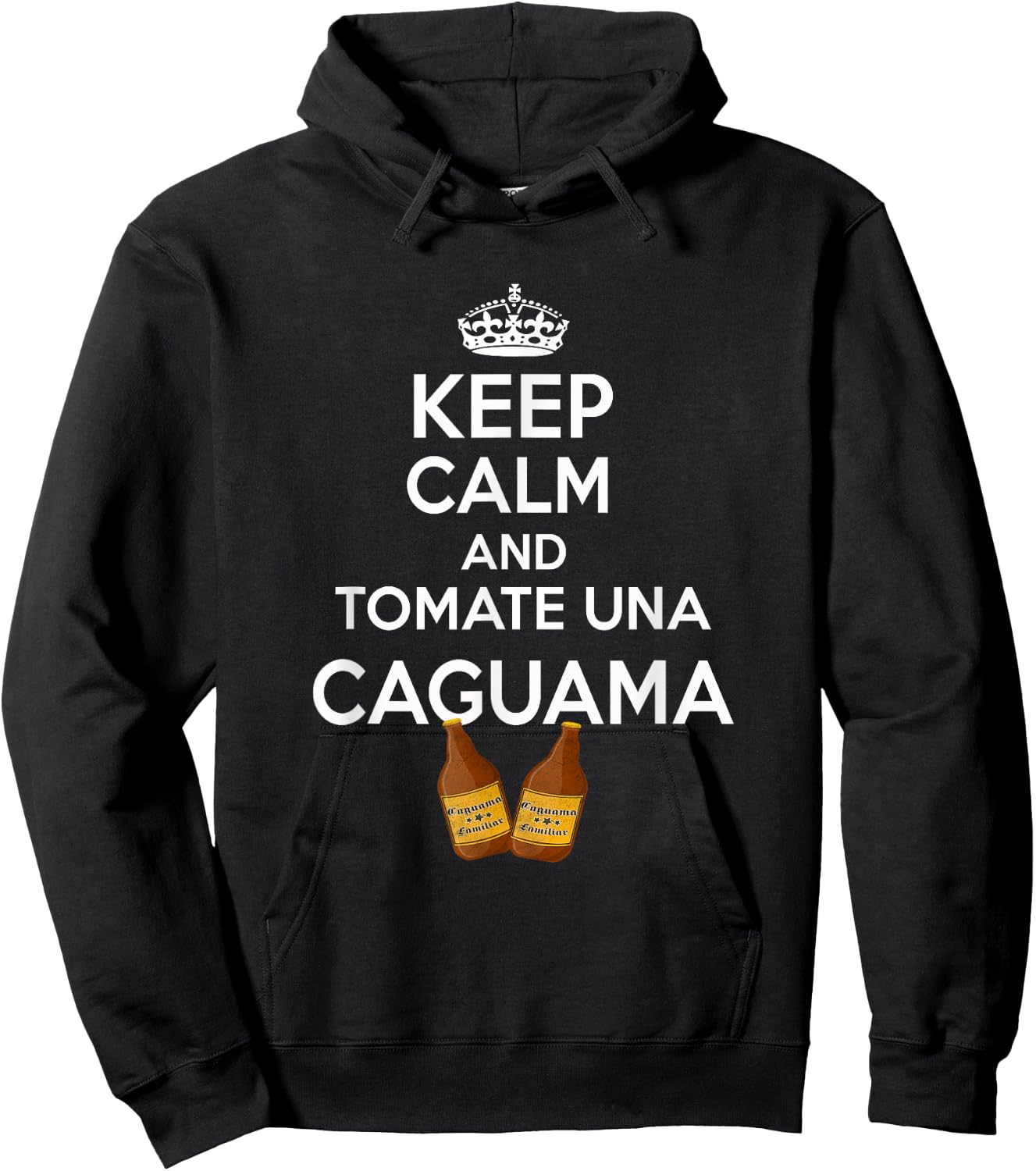 Caguama Shirt Dia del Padre Regalo Espanol Keep Calm Camisa Hoodie - Hoodie | Black